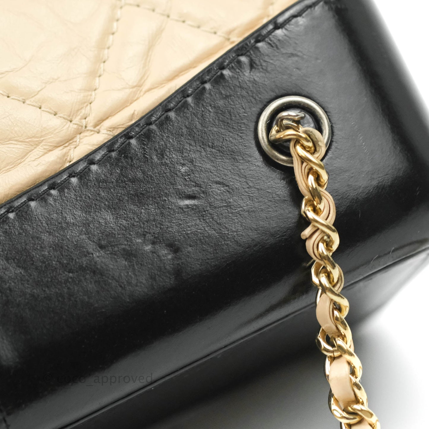 Chanel Small Gabrielle Backpack Beige Black Aged Calfskin