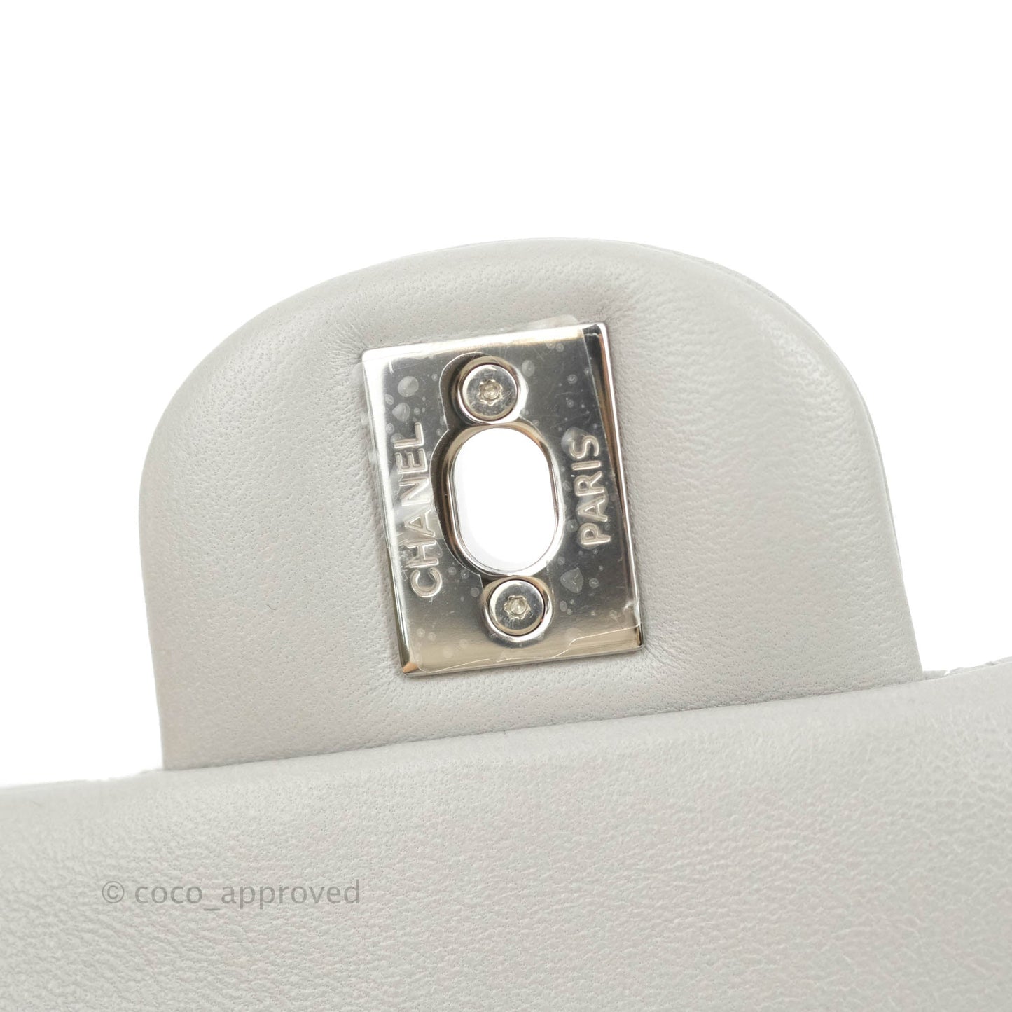 Chanel Quilted Mini Rectangular Grey Lambskin Silver Hardware 21B
