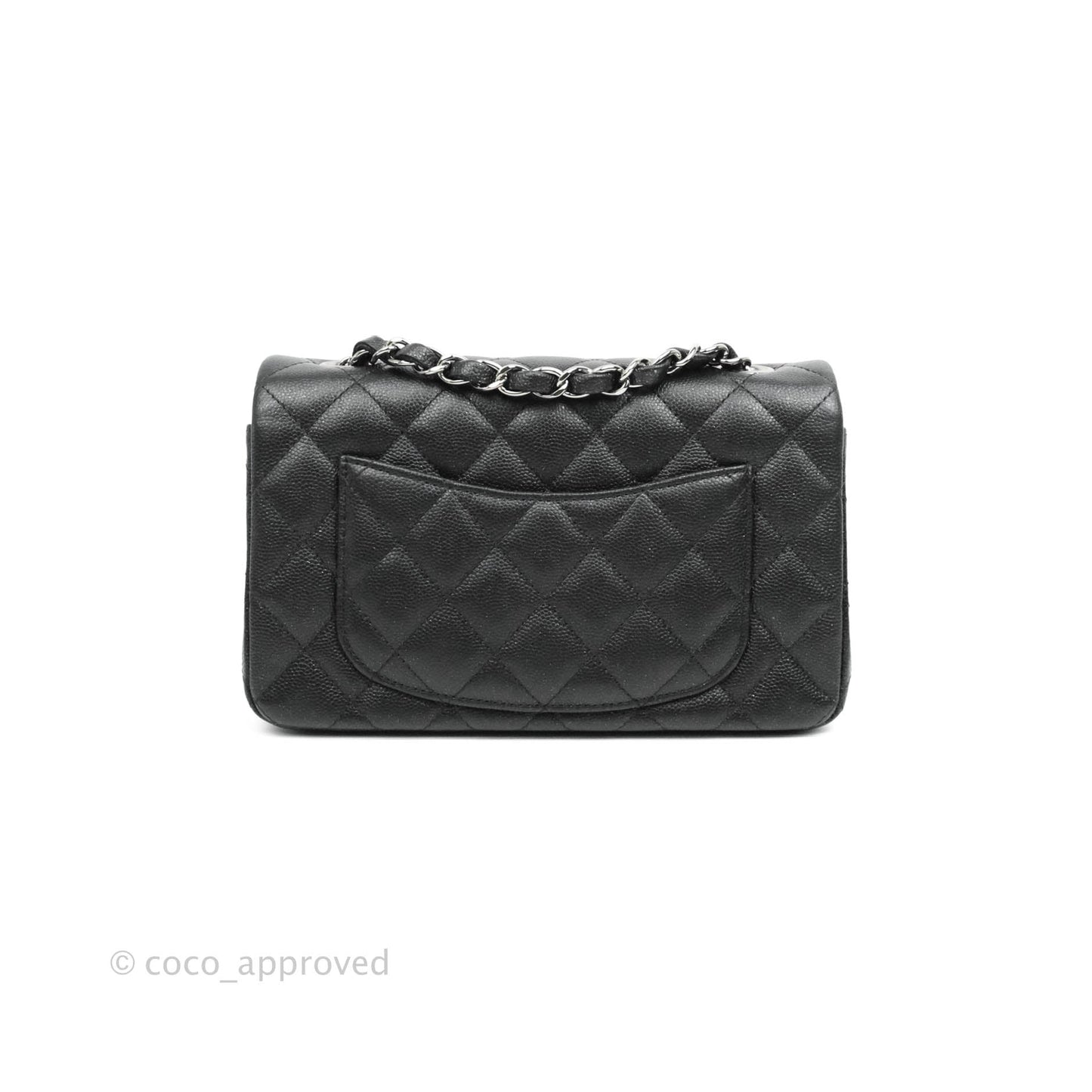 Chanel Quilted Mini Rectangular Iridescent Black Caviar Gun Metal 18C