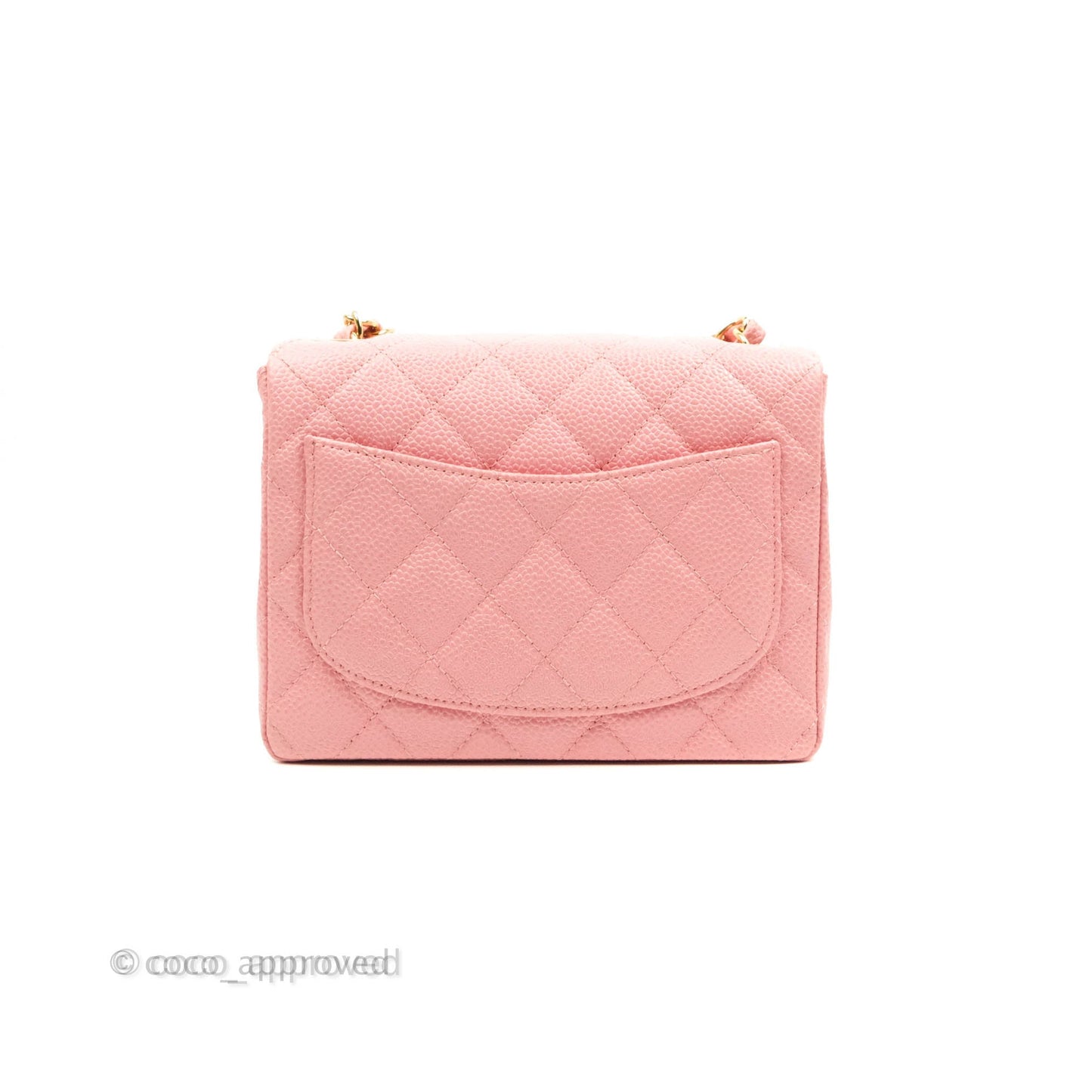 Chanel Vintage Quilted Mini Square Flap Pink Caviar 24K Gold Hardware