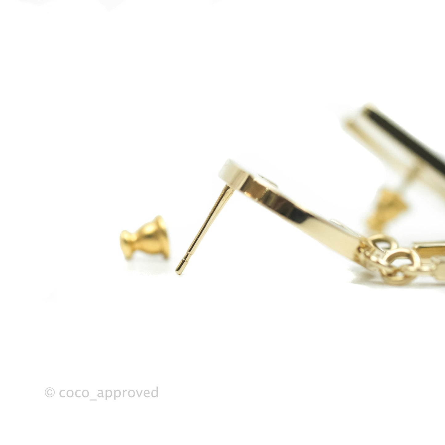 Chanel Letter Cha-Nel Logo Drop Earrings Gold Tone 20V