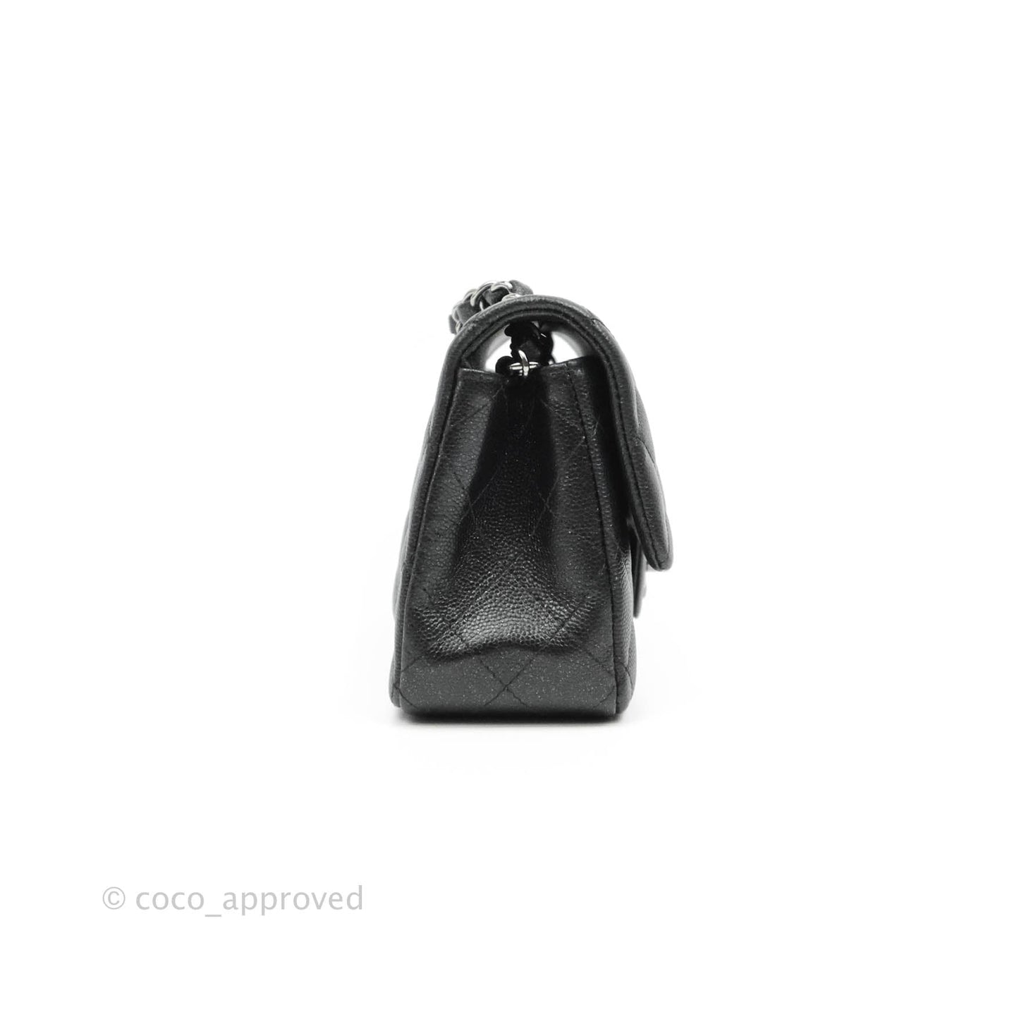 Chanel Quilted Mini Rectangular Iridescent Black Caviar Gun Metal 18C