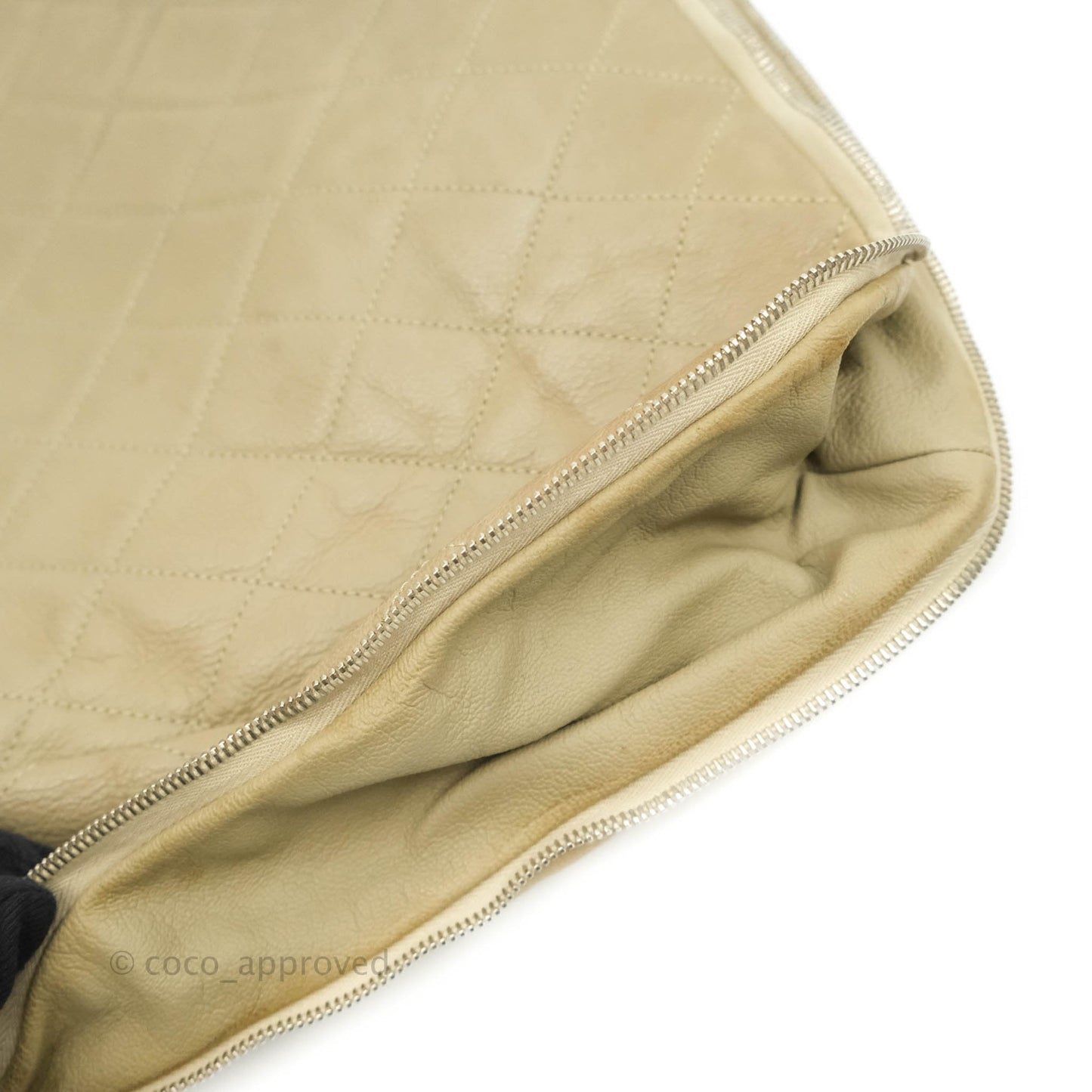 Chanel Yacht Expandable Shoulder Bag Beige Calfskin Tote