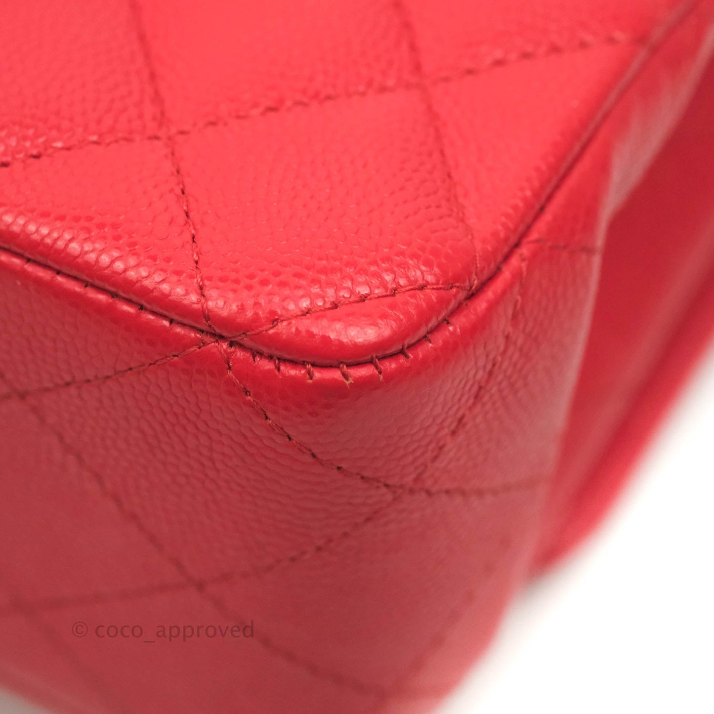 Chanel Classic M/L Medium Double Flap Chilli Red Caviar Gold Hardware 19C