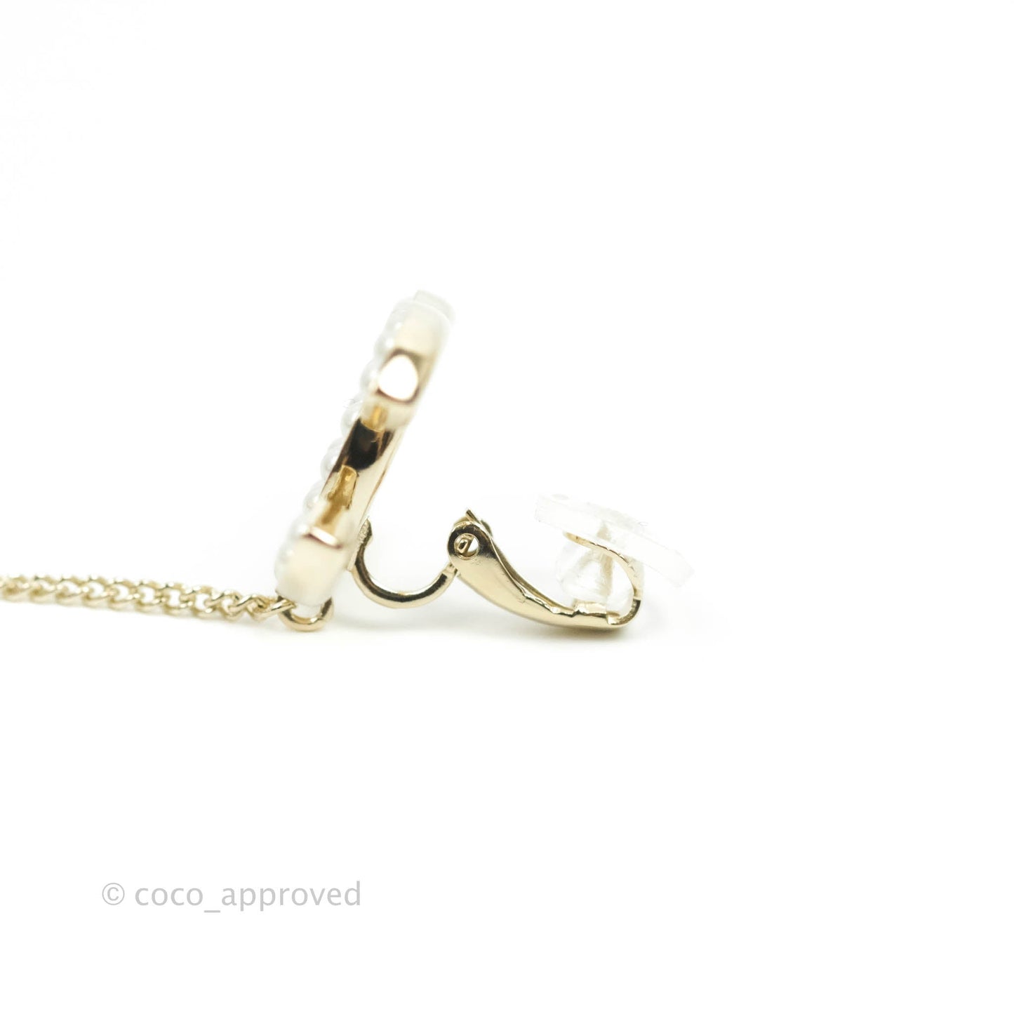 Chanel Pearl CC Clip-on Earrings 21V