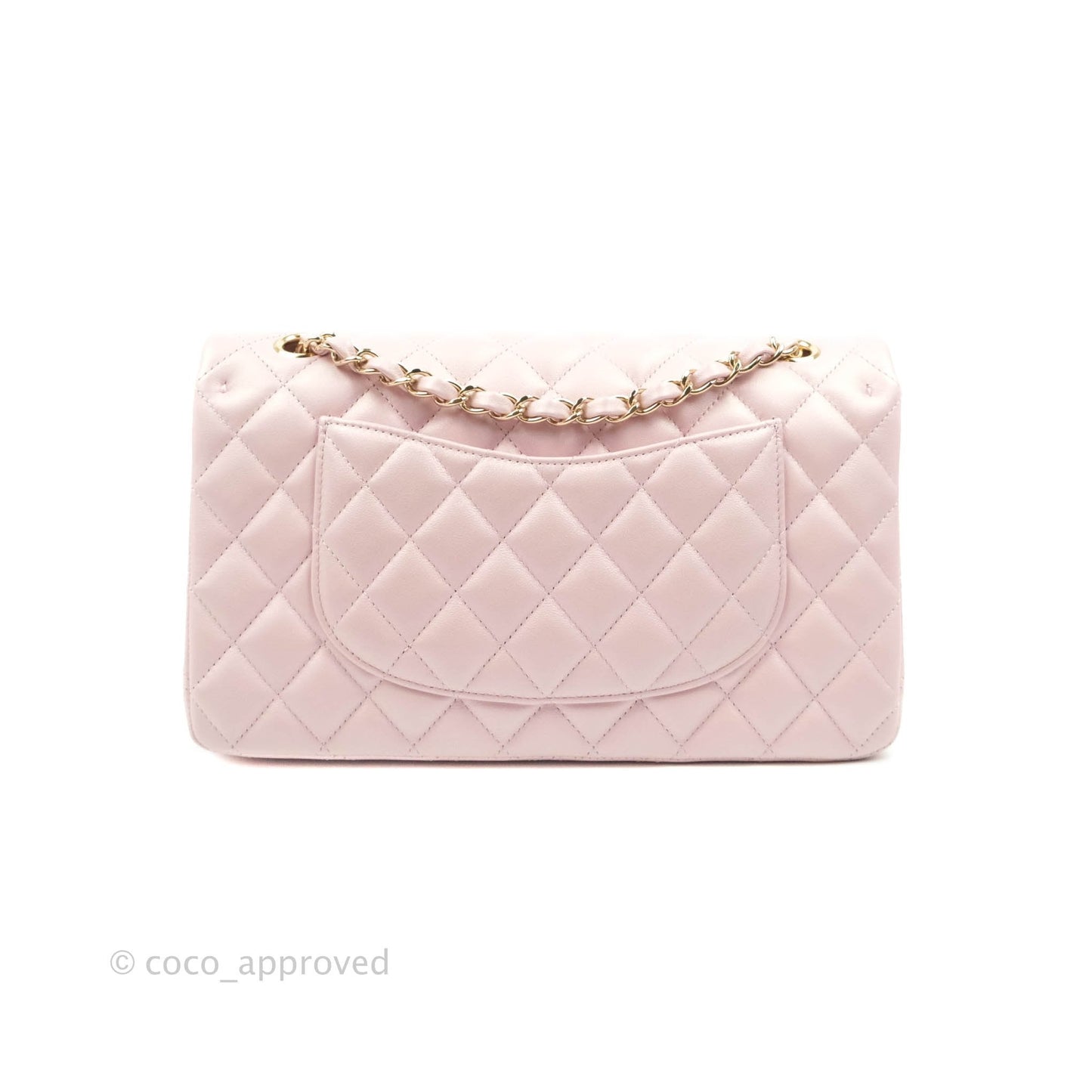 Chanel Quilted M/L Medium Double Flap Bag Iridescent Pink Calfskin Gold Hardware 21S