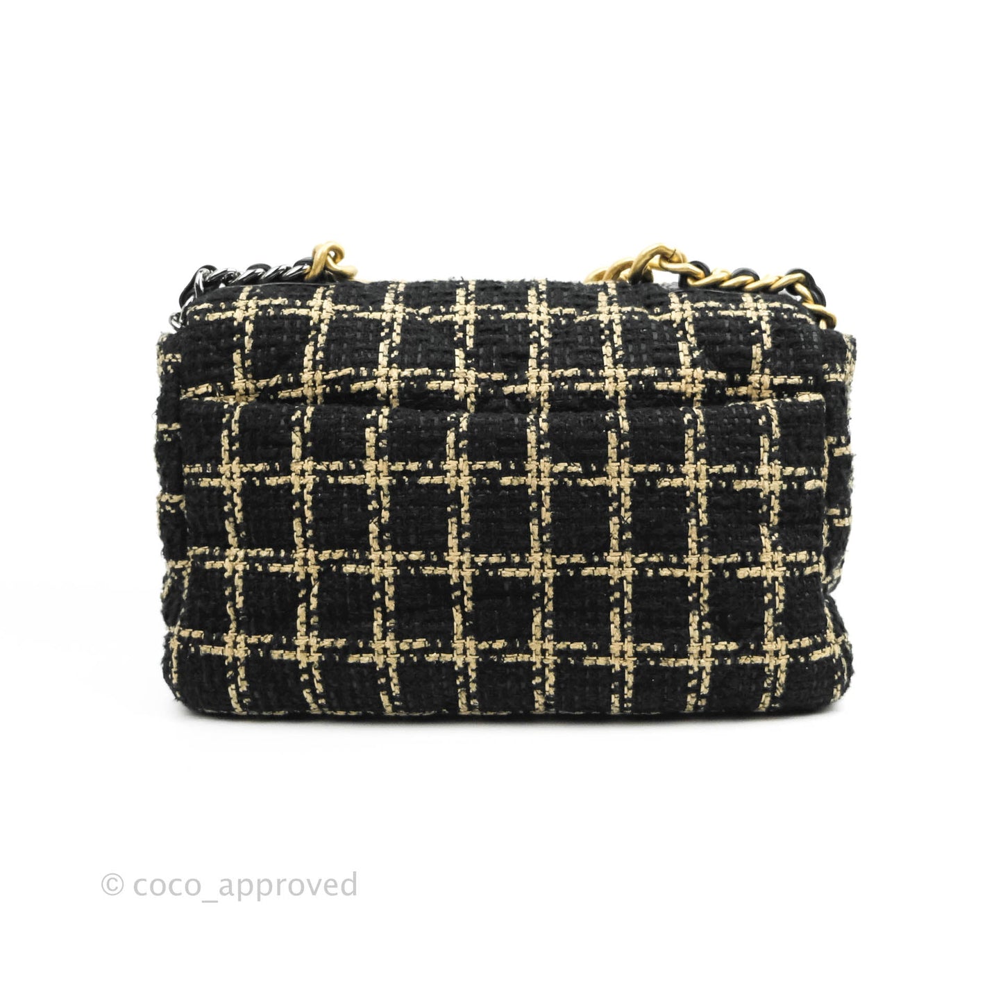 Chanel 19 Medium Beige Black Tweed Mixed Hardware