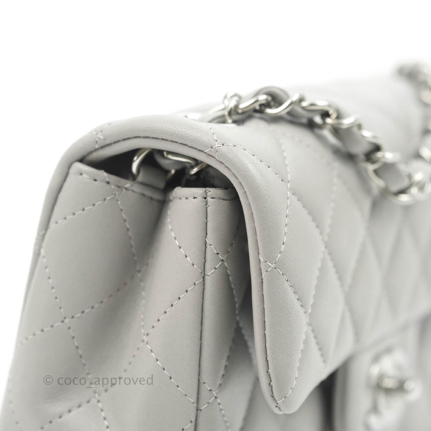 Chanel Quilted Mini Rectangular Grey Lambskin Silver Hardware 21B