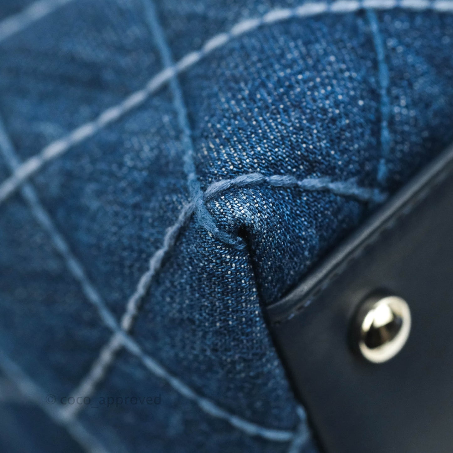 Chanel Medium (Small) Quilted Coco Handle Flap Navy Denim Silver Hardware