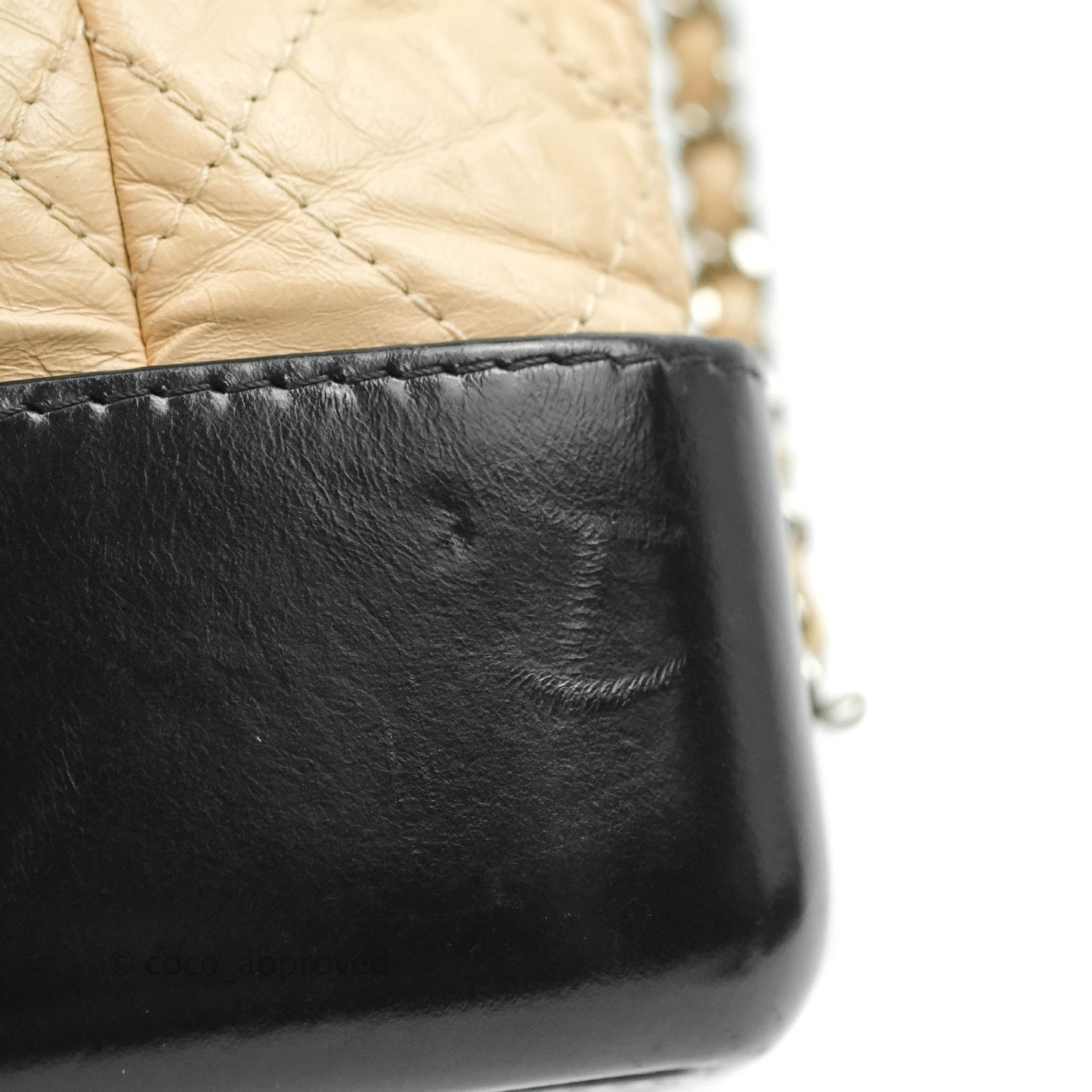 Chanel Small Gabrielle Backpack Beige Black Aged Calfskin