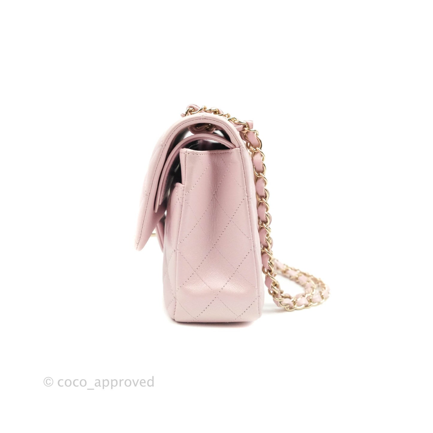 Chanel Quilted M/L Medium Double Flap Bag Iridescent Pink Calfskin Gold Hardware 21S