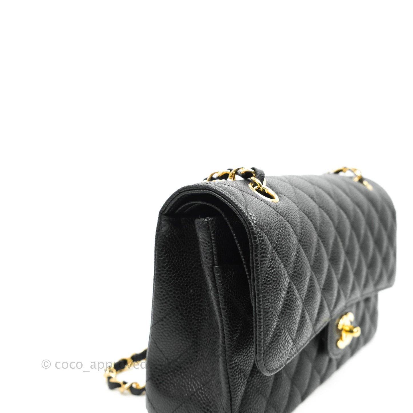 Chanel Classic M/L Medium Double Flap Black Caviar Gold Hardware