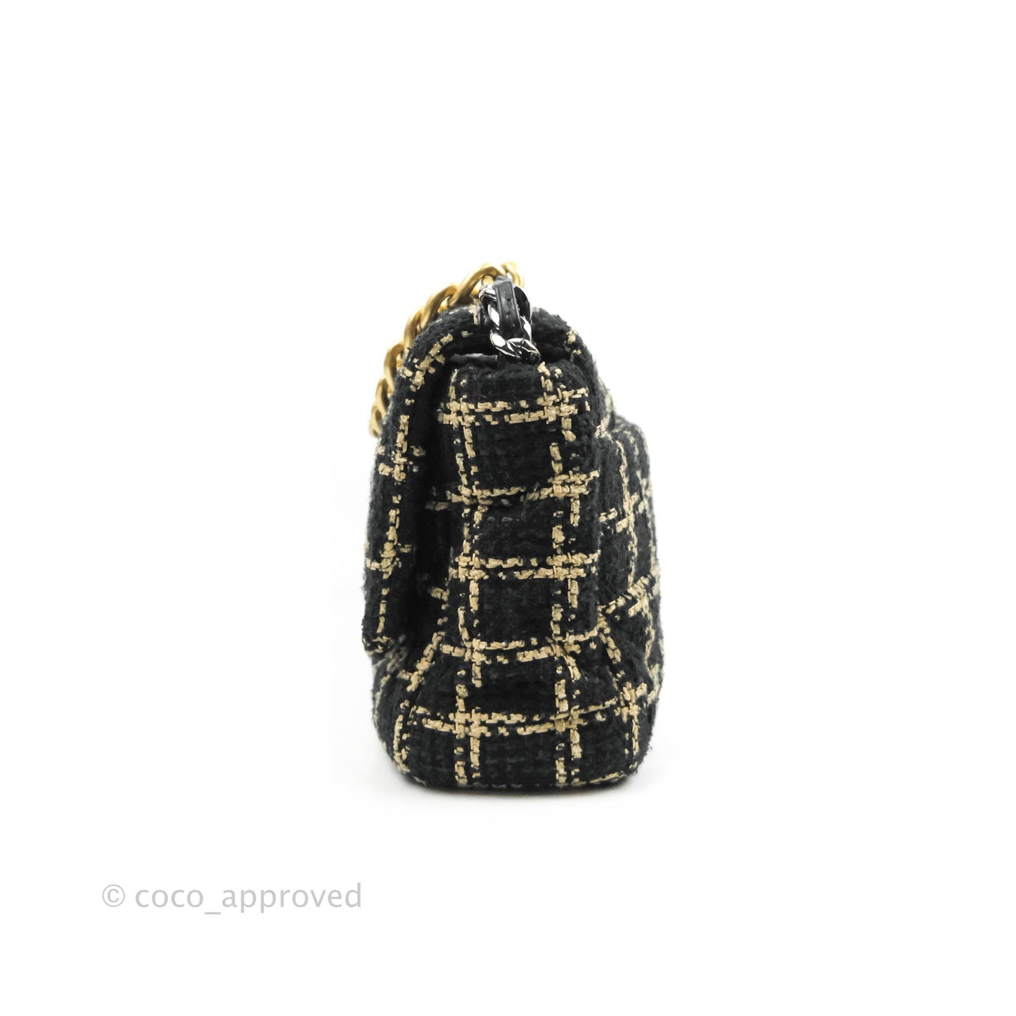 Chanel 19 Medium Beige Black Tweed Mixed Hardware