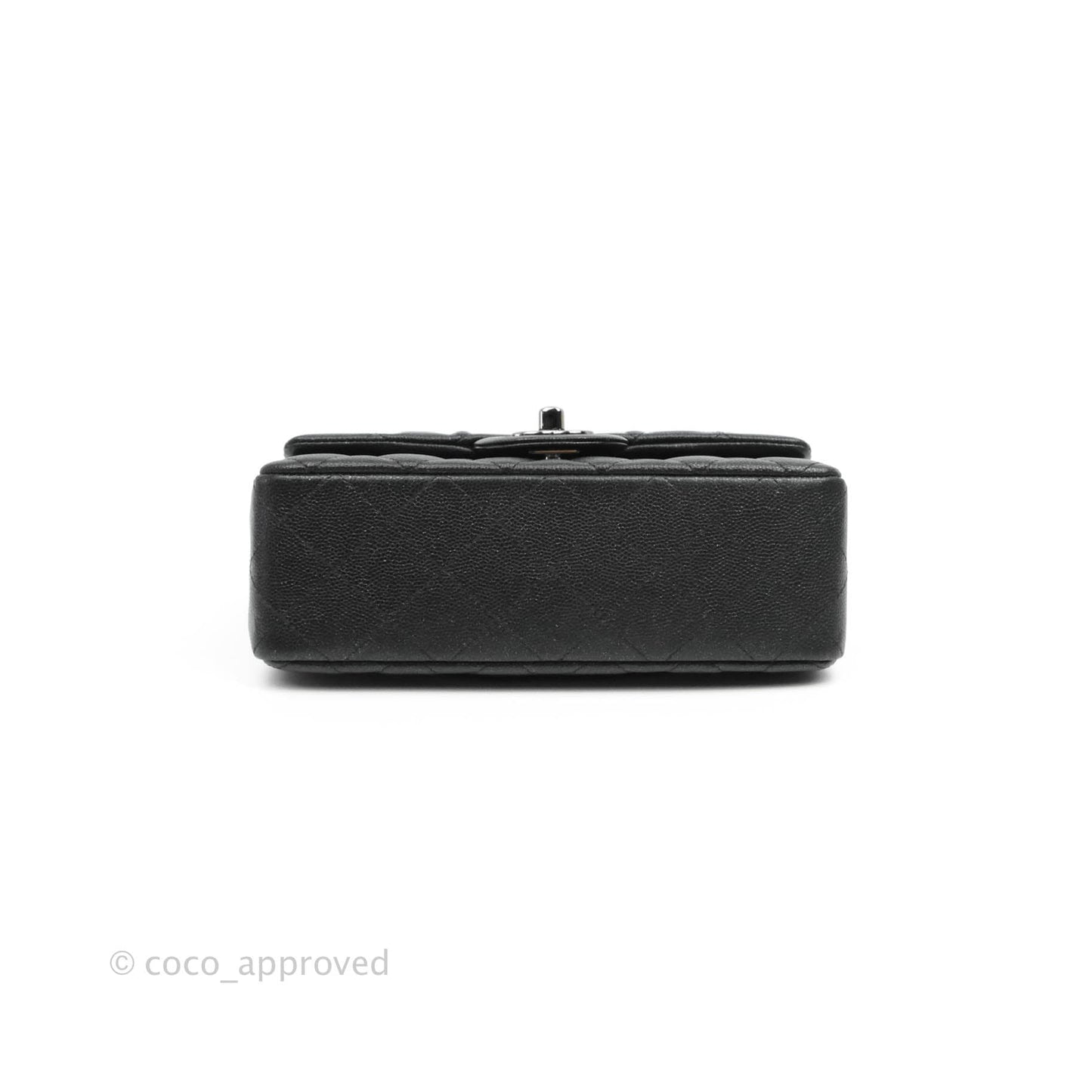 Chanel Quilted Mini Rectangular Iridescent Black Caviar Gun Metal 18C