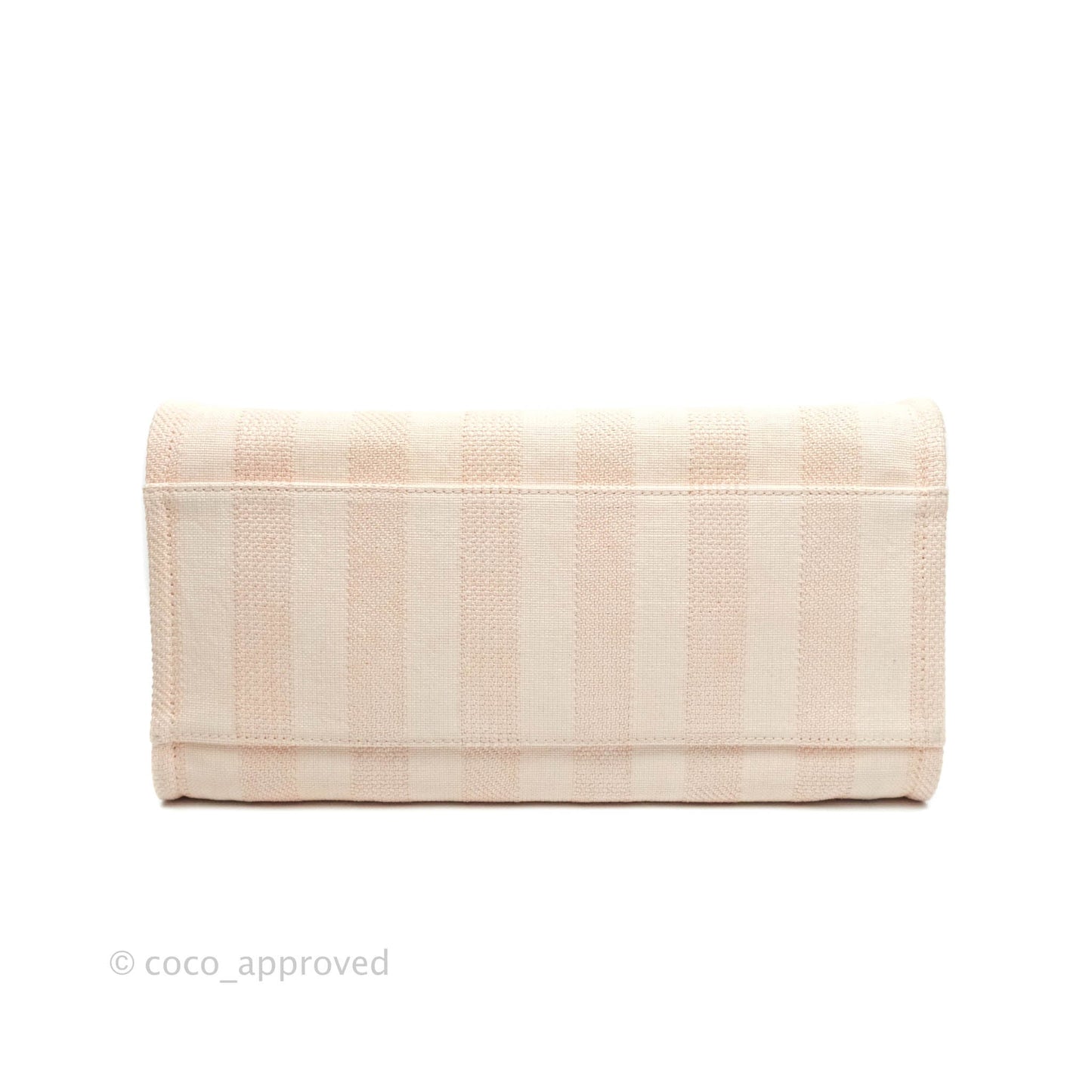Chanel Large Deauville Pink Stripe Canvas Beige Handle Gold Hardware