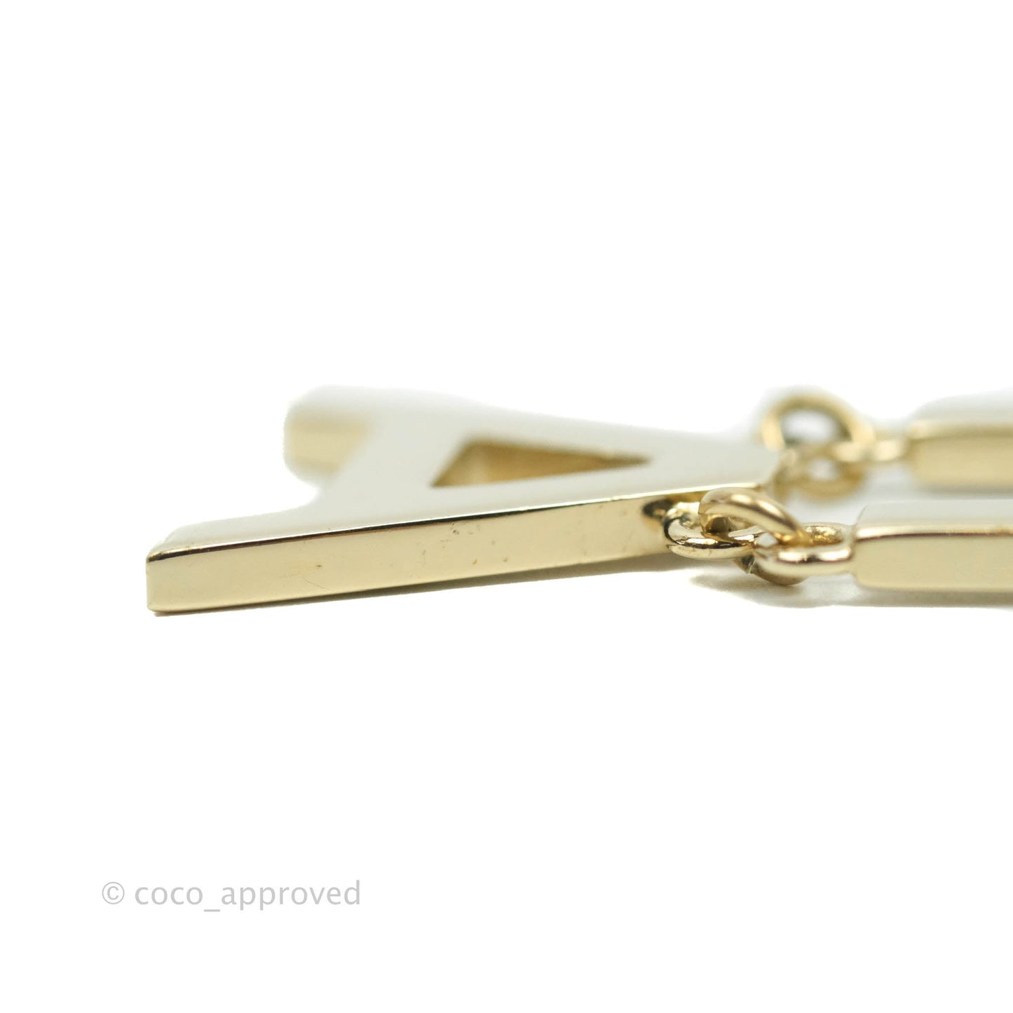 Chanel Letter Cha-Nel Logo Drop Earrings Gold Tone 20V