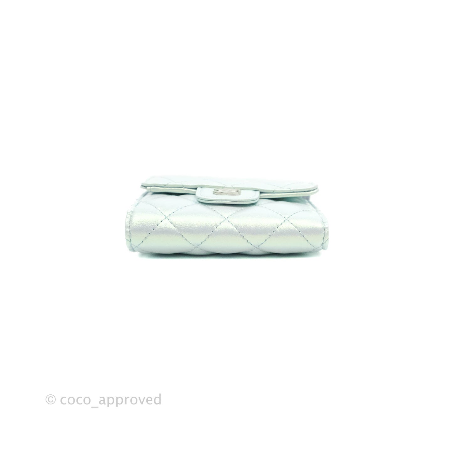 Chanel Classic Short Flap Wallet Iridescent Light Blue Calfskin Silver Hardware 21K