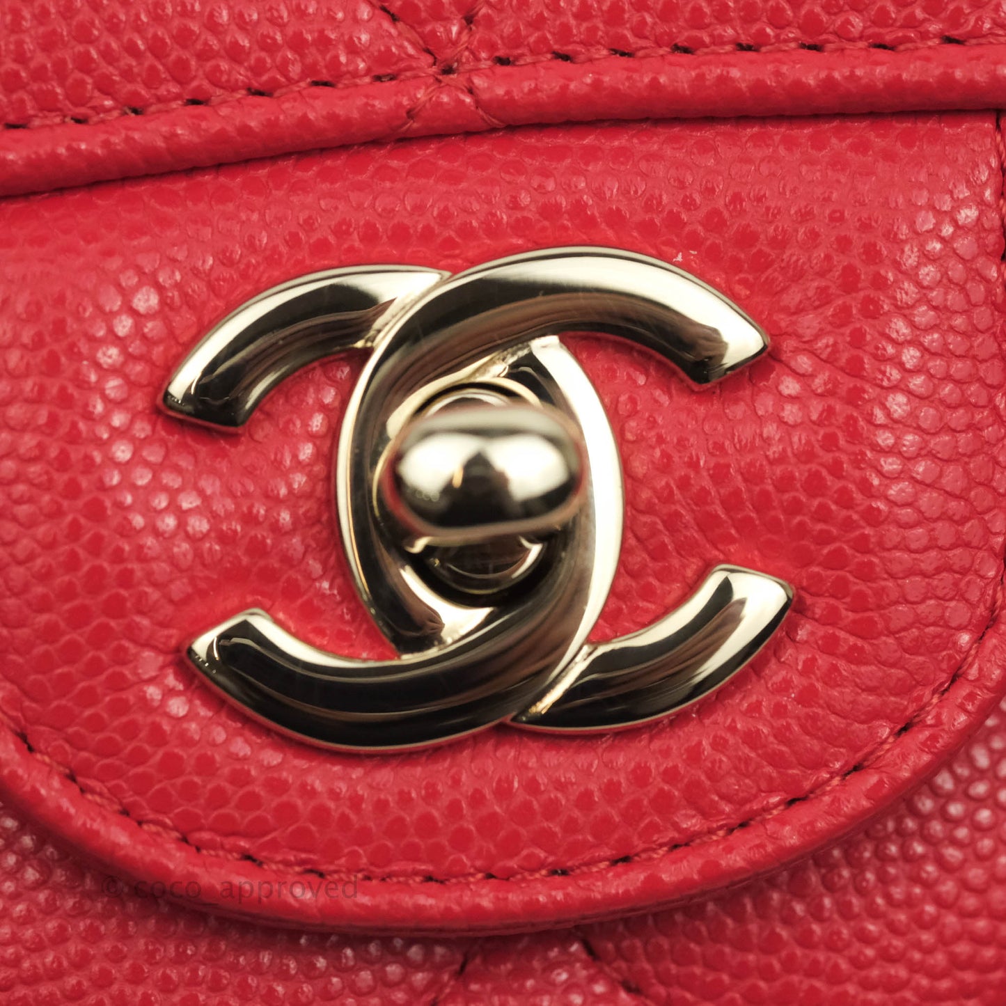 Chanel Classic M/L Medium Double Flap Chilli Red Caviar Gold Hardware 19C