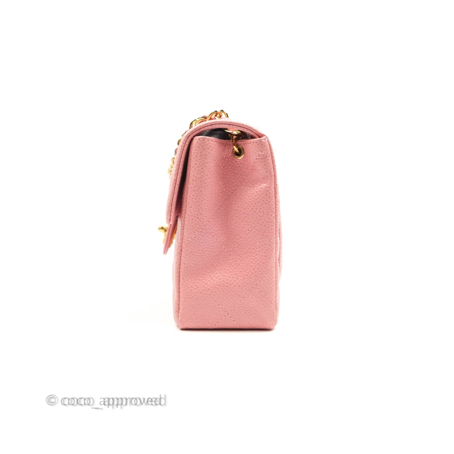 Chanel Vintage Quilted Mini Square Flap Pink Caviar 24K Gold Hardware