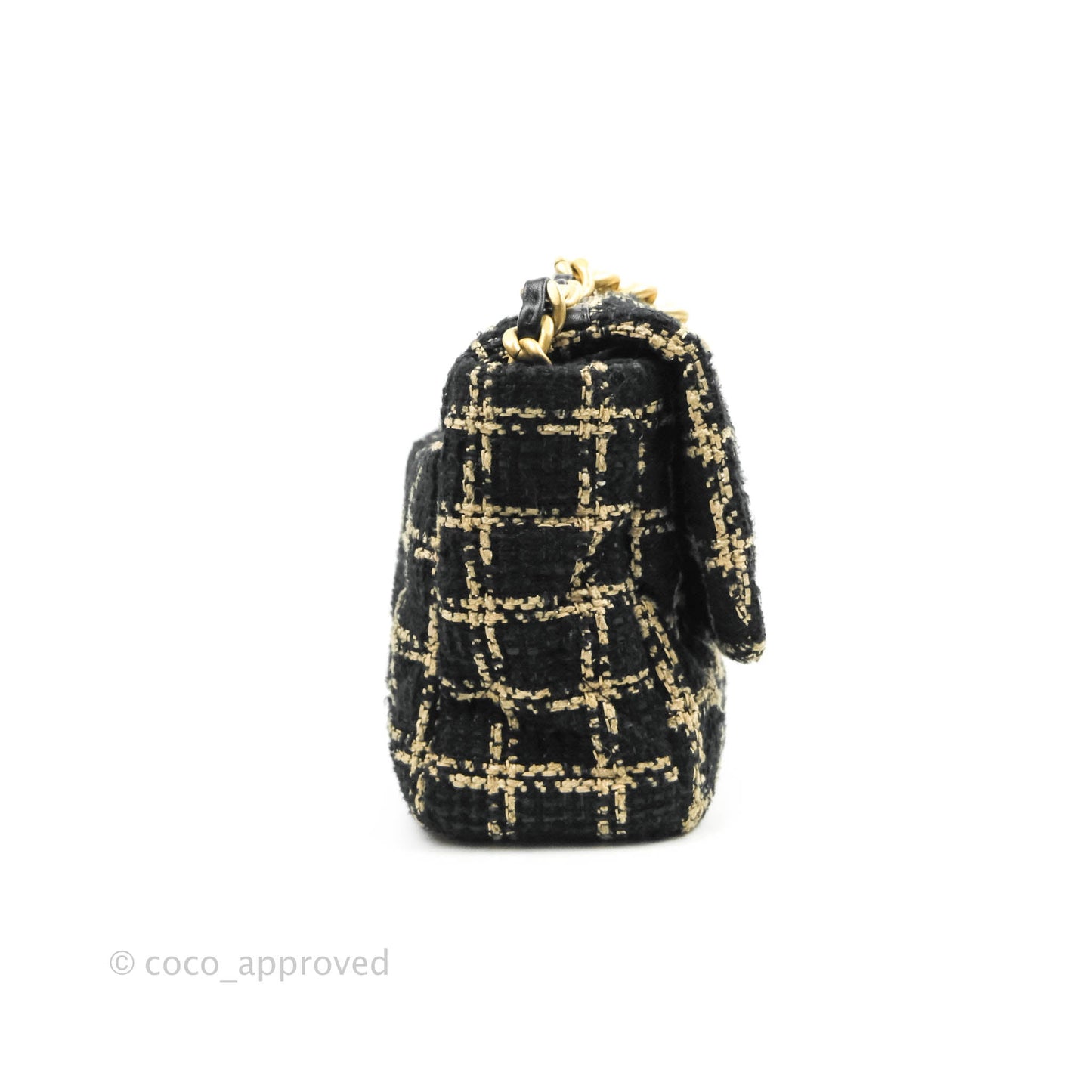 Chanel 19 Medium Beige Black Tweed Mixed Hardware
