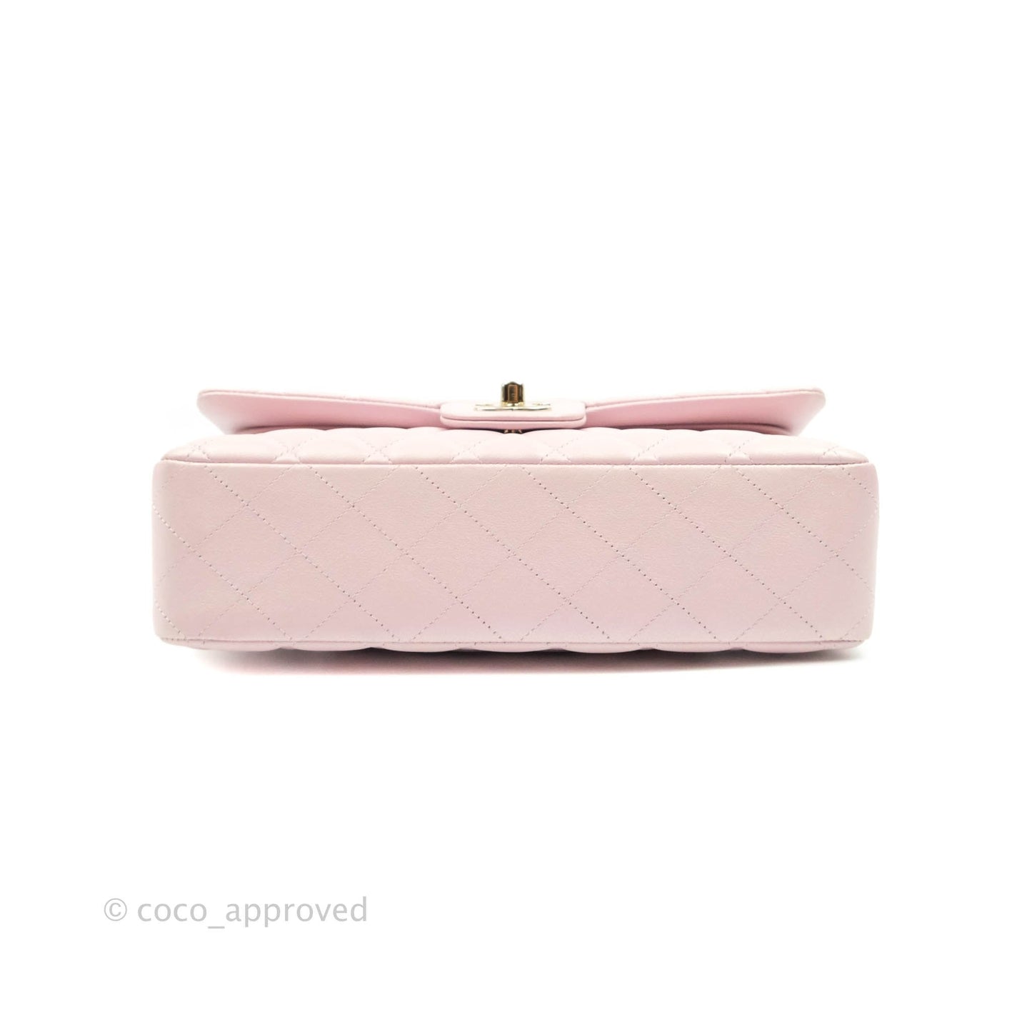 Chanel Quilted M/L Medium Double Flap Bag Iridescent Pink Calfskin Gold Hardware 21S