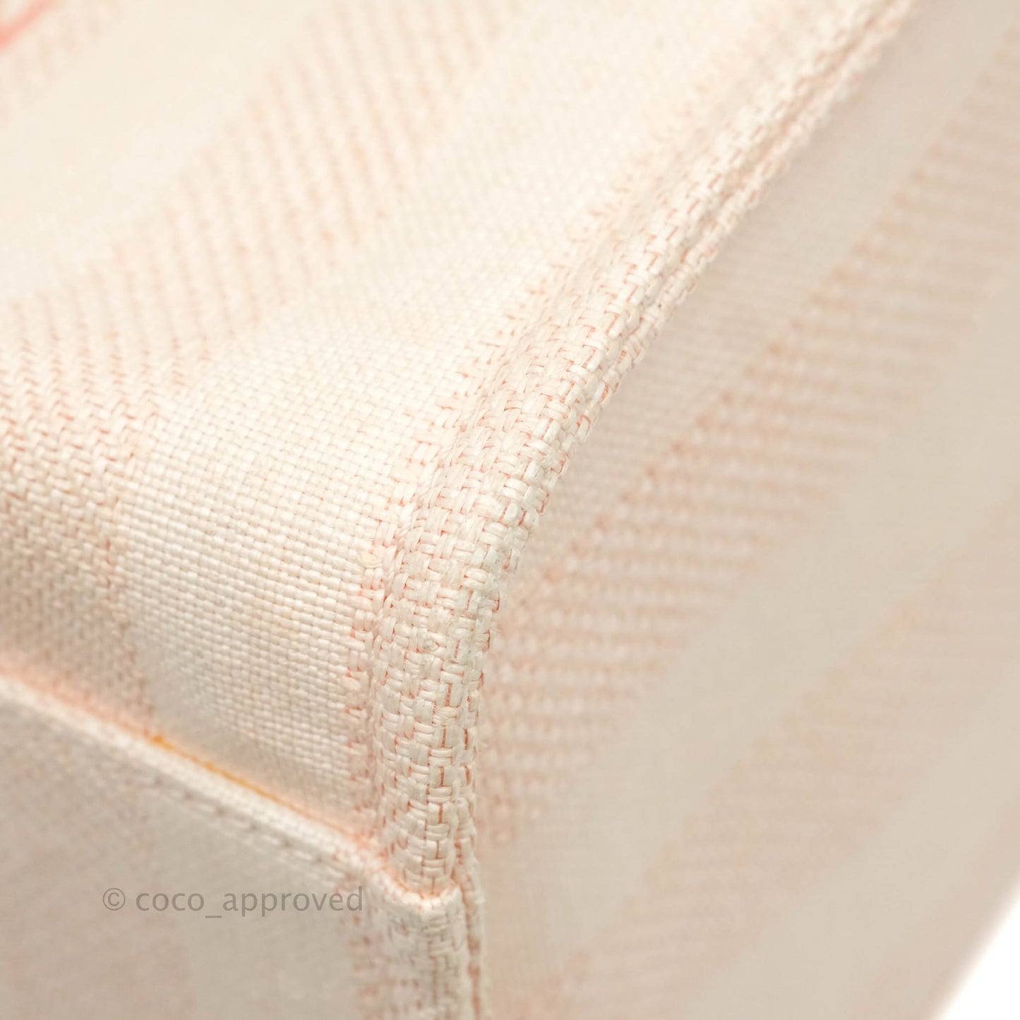 Chanel Large Deauville Pink Stripe Canvas Beige Handle Gold Hardware