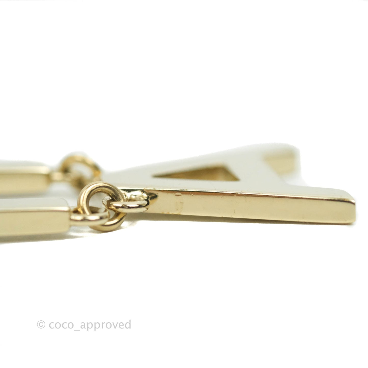 Chanel Letter Cha-Nel Logo Drop Earrings Gold Tone 20V
