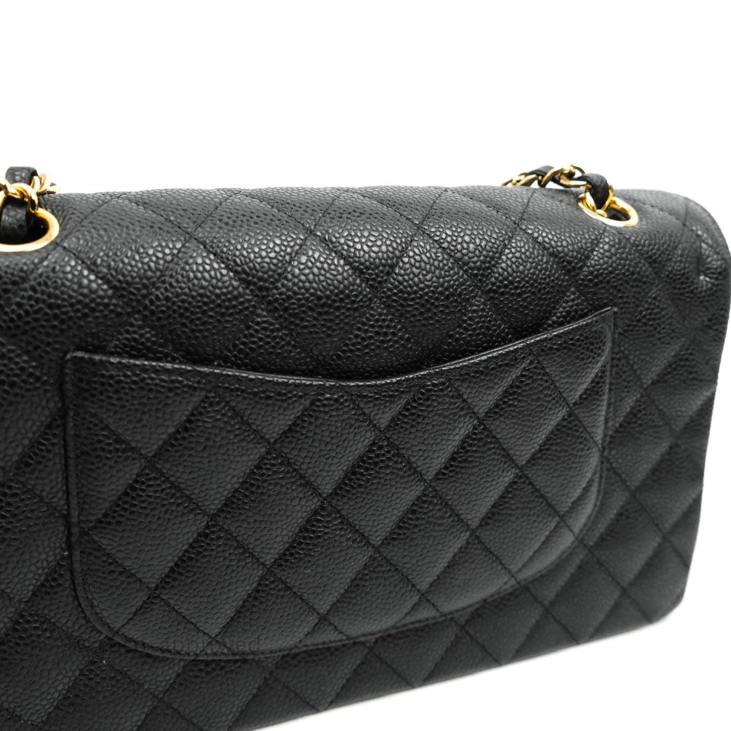 Chanel Classic M/L Medium Double Flap Black Caviar Gold Hardware