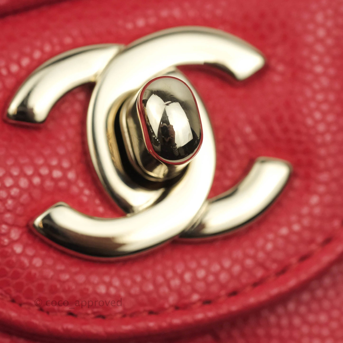 Chanel Classic M/L Medium Double Flap Chilli Red Caviar Gold Hardware 19C