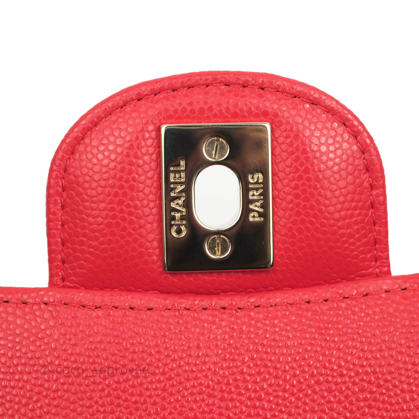 Chanel Classic M/L Medium Double Flap Chilli Red Caviar Gold Hardware 19C