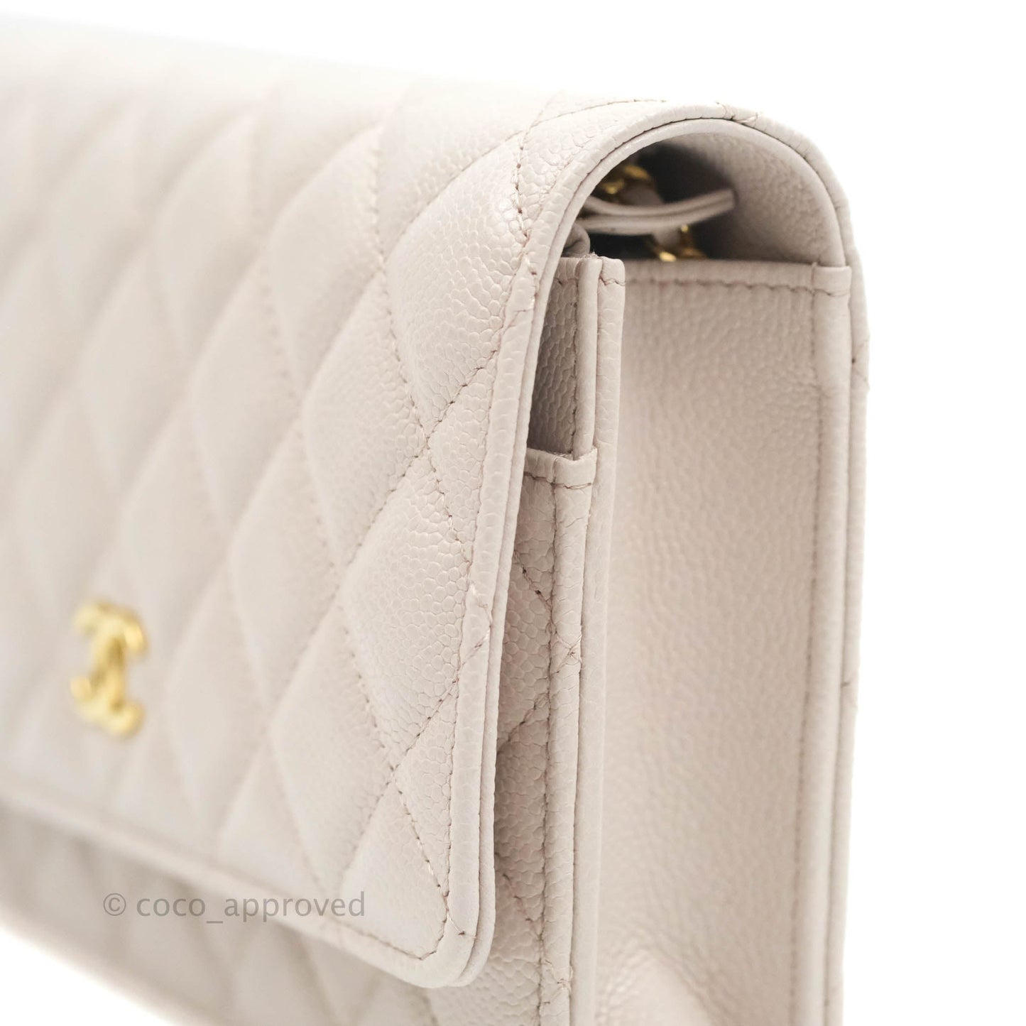 Chanel Quilted WOC Lilac Caviar CC Coco Chain Gold Hardware