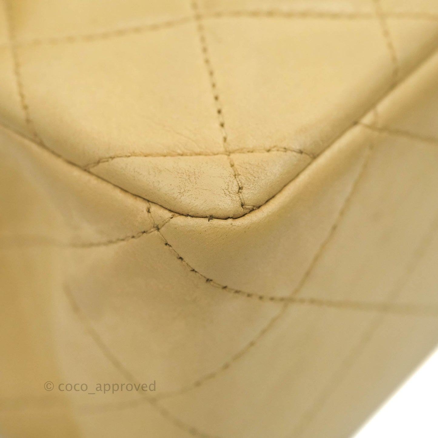 Chanel Vintage Classic M/L Medium Double Flap Bag Beige Lambskin 24K Gold Hardware