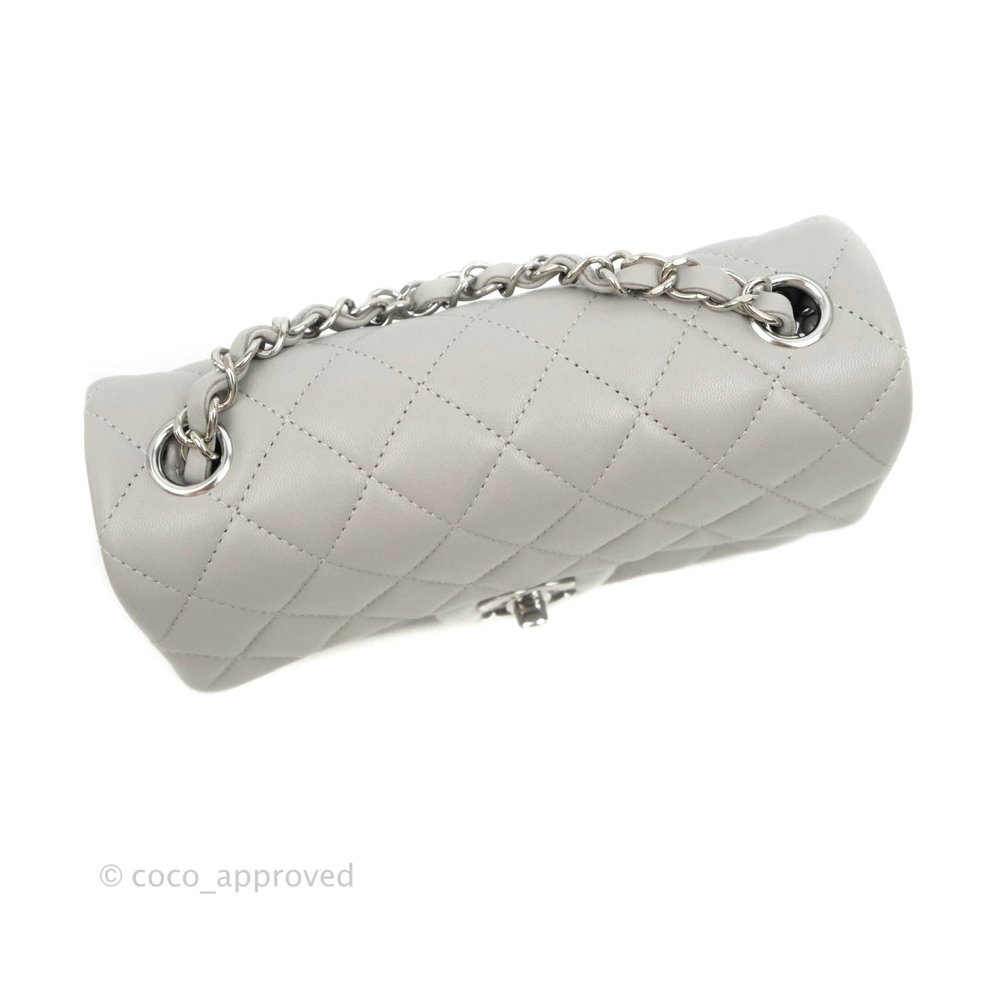Chanel Quilted Mini Rectangular Grey Lambskin Silver Hardware 21B