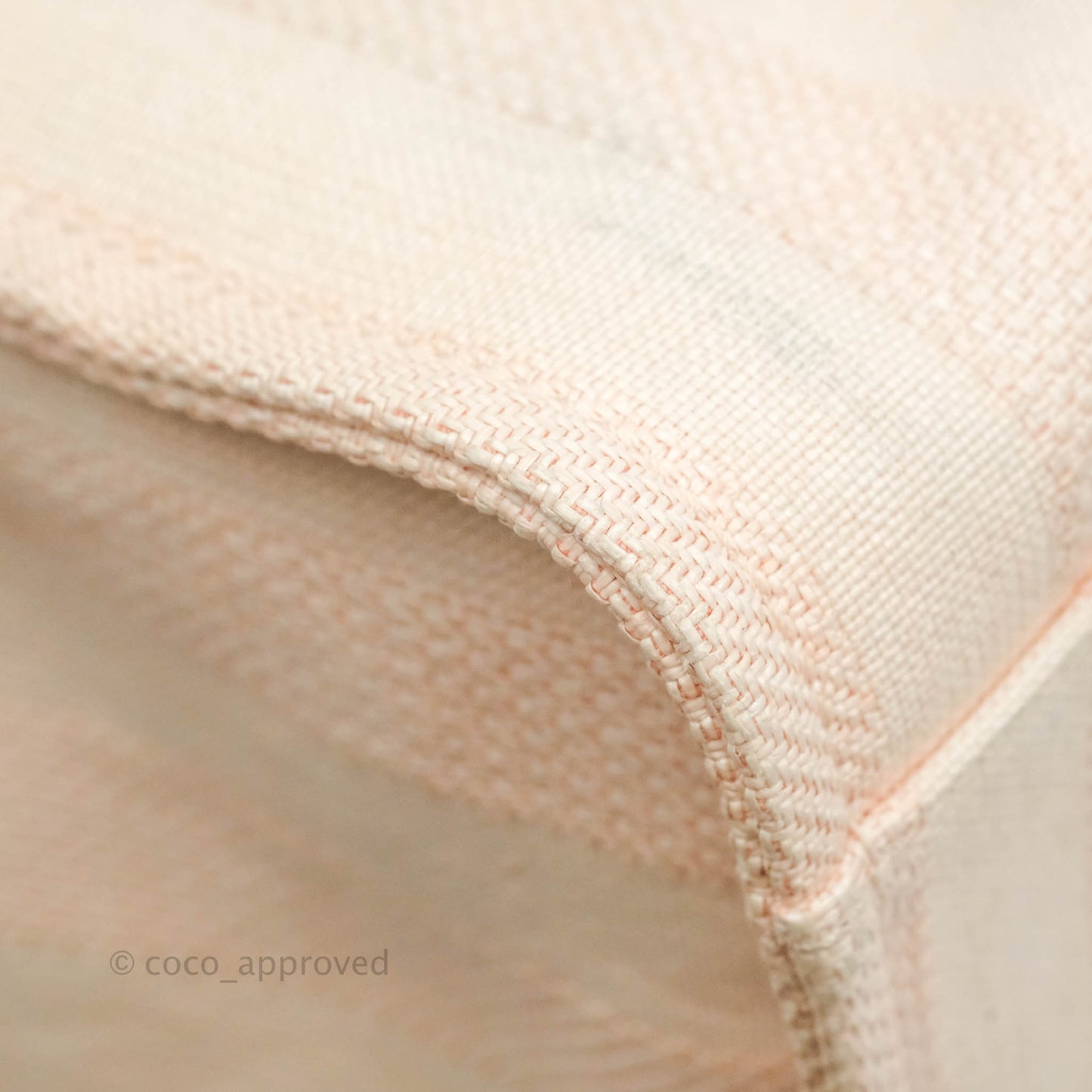 Chanel Large Deauville Pink Stripe Canvas Beige Handle Gold Hardware