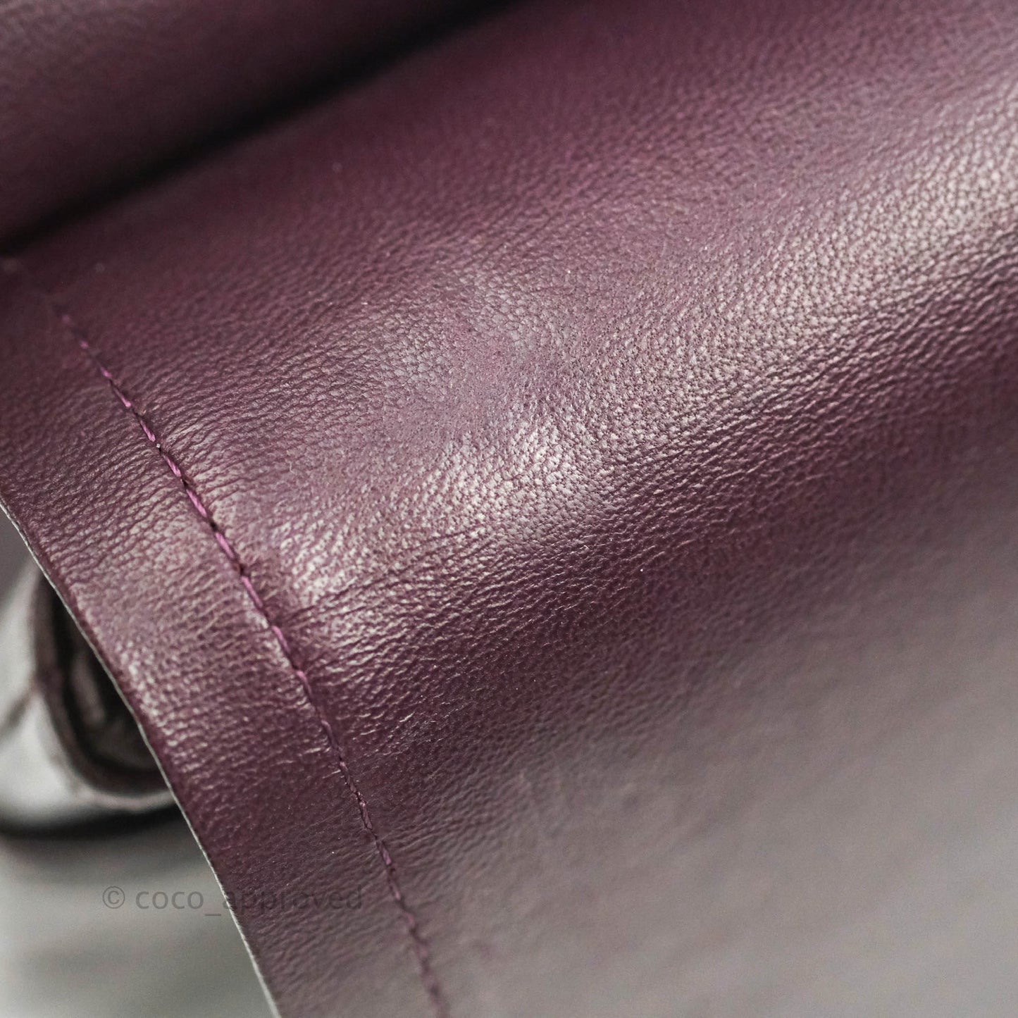 Chanel Quilted Jumbo Double Flap Plum Lambskin Gun Metal