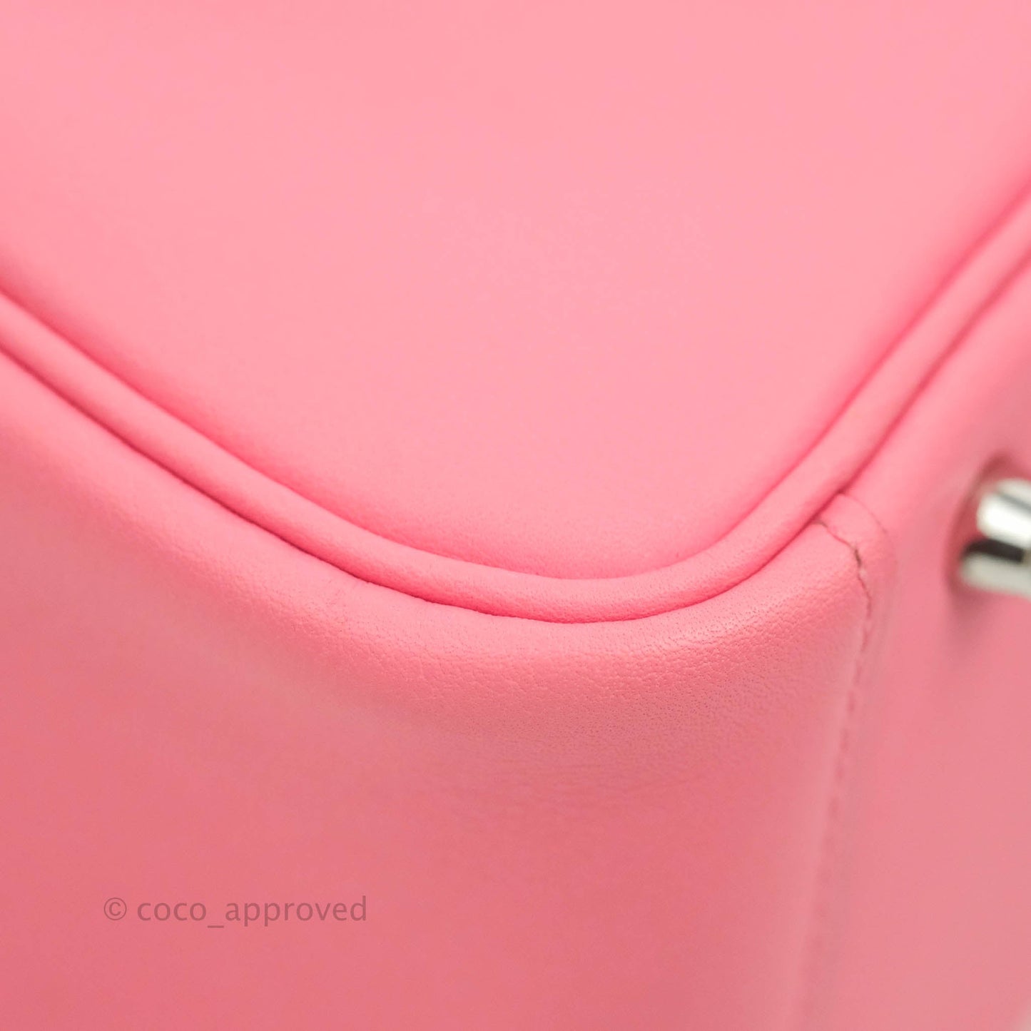 Hermès Mini Lindy 20 Rose Ete Swift Palladium Hardware