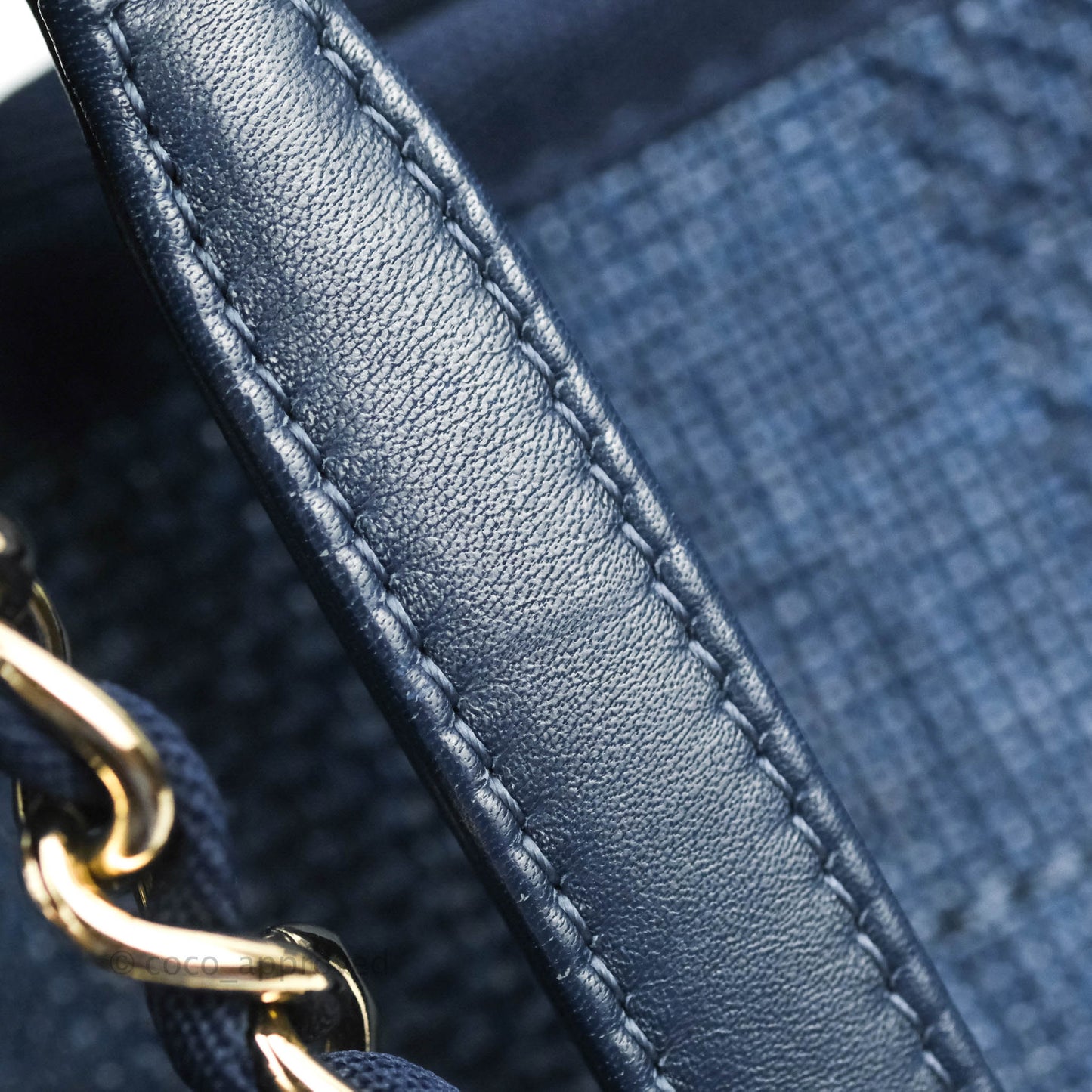 Chanel Large Deauville Navy Blue Canvas Gold Hardware