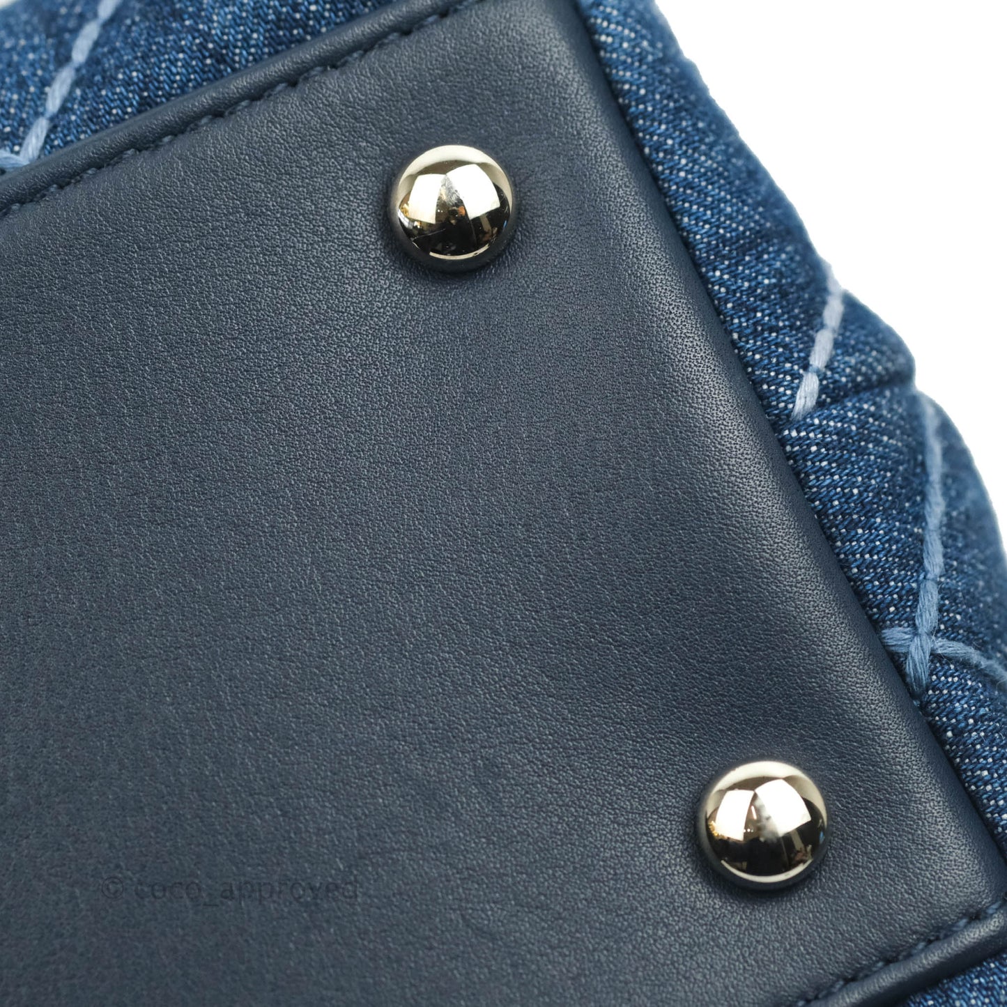 Chanel Medium (Small) Quilted Coco Handle Flap Navy Denim Silver Hardware