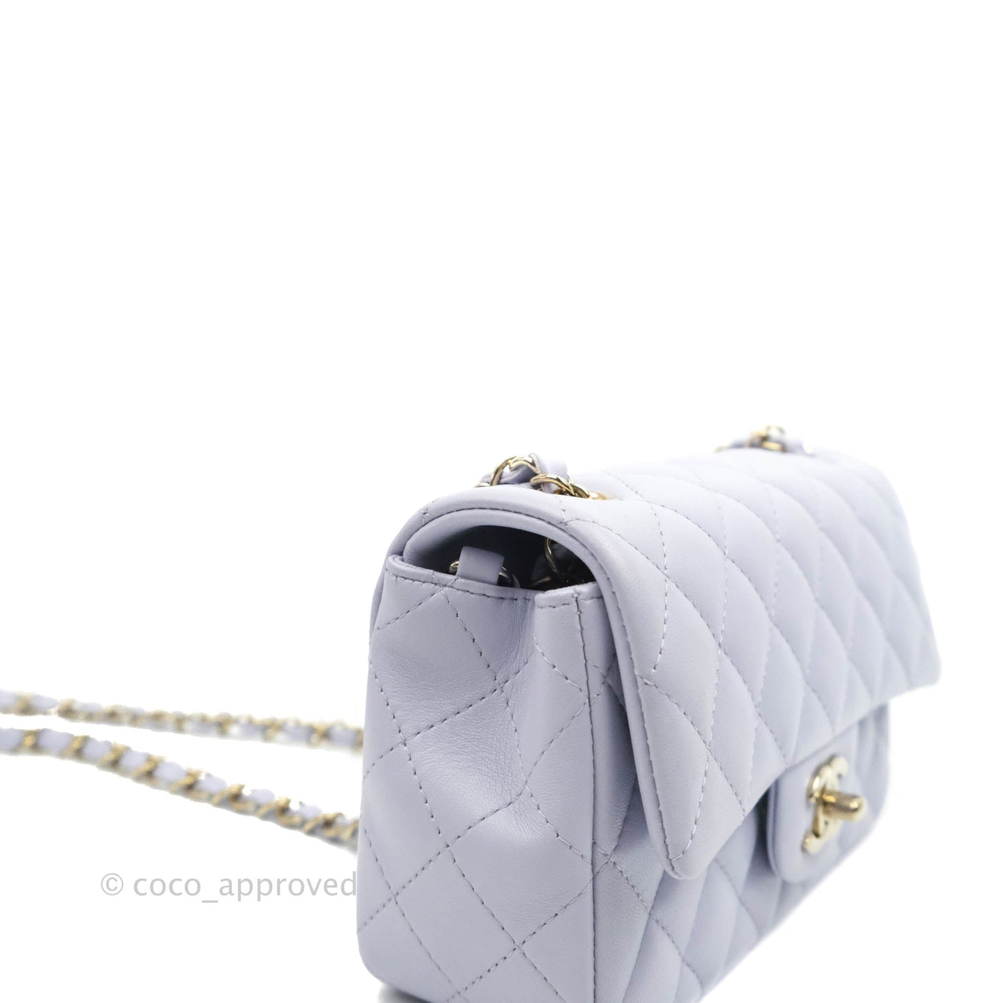Chanel Quilted Mini Rectangular Lilac Lambskin Gold Hardware 21K