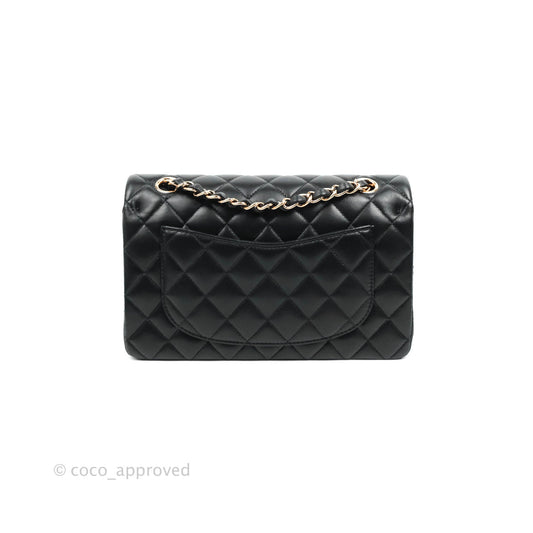 Chanel Classic Small S/M Flap Black Lambskin Rose Pink-Gold Hardware