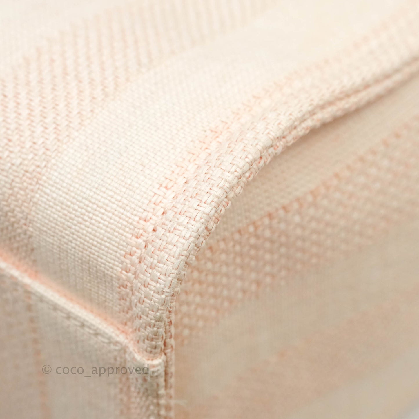 Chanel Large Deauville Pink Stripe Canvas Beige Handle Gold Hardware