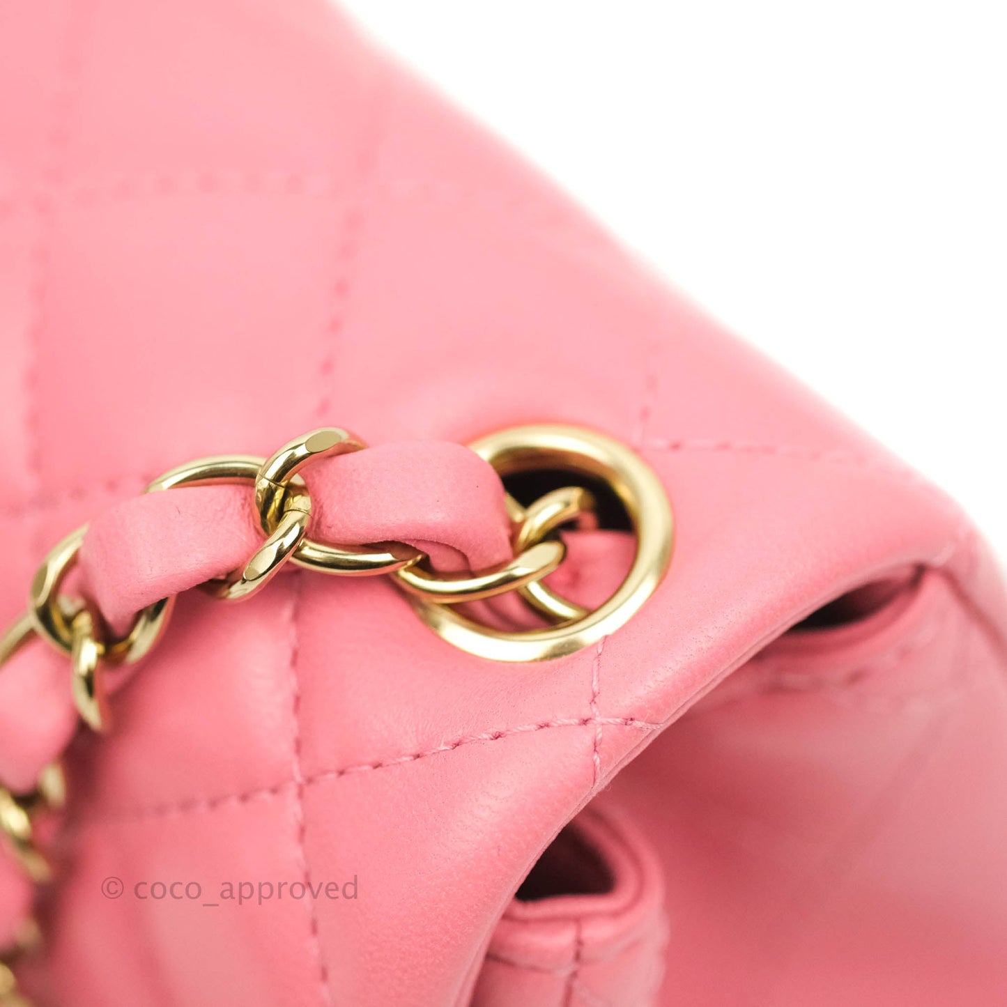 Chanel Quilted Mini Square Pink Lambskin Gold Hardware