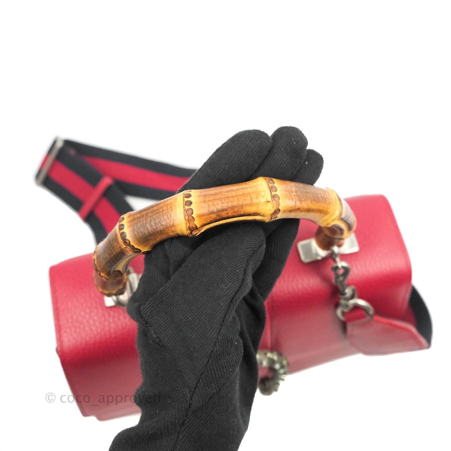 Gucci Medium Dionysus Red Leather Bamboo Top Handle Bag