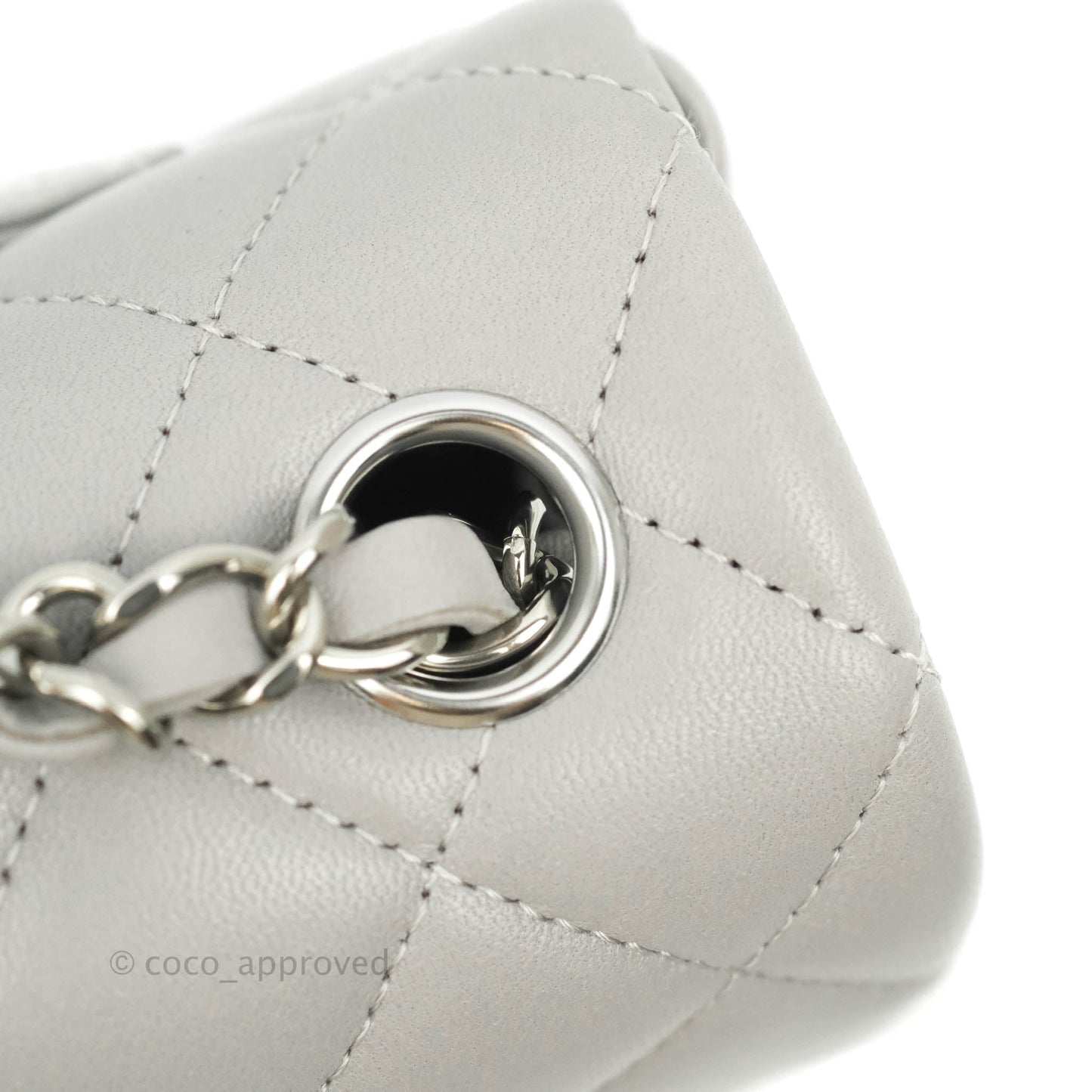 Chanel Quilted Mini Rectangular Grey Lambskin Silver Hardware 21B