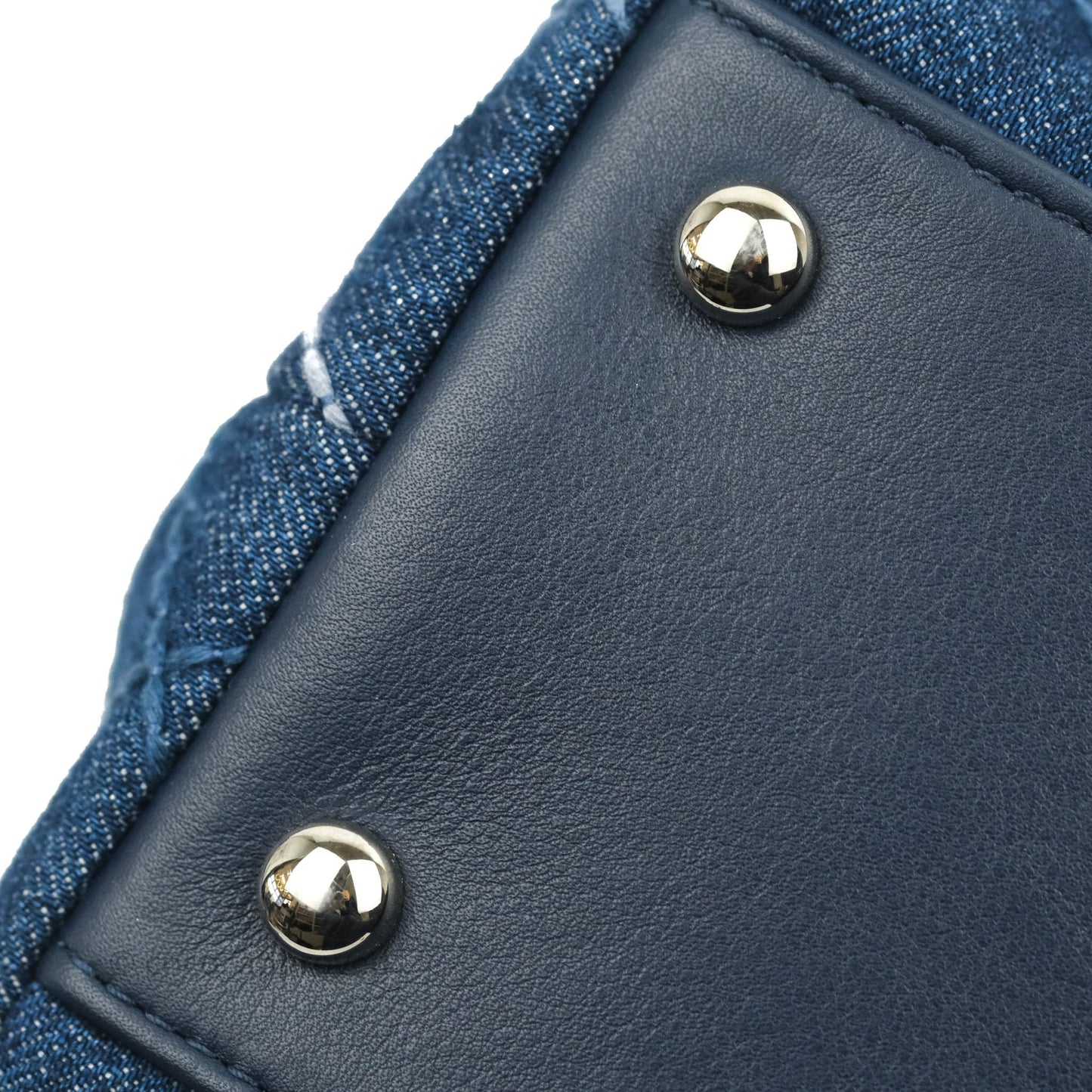 Chanel Medium (Small) Quilted Coco Handle Flap Navy Denim Silver Hardware