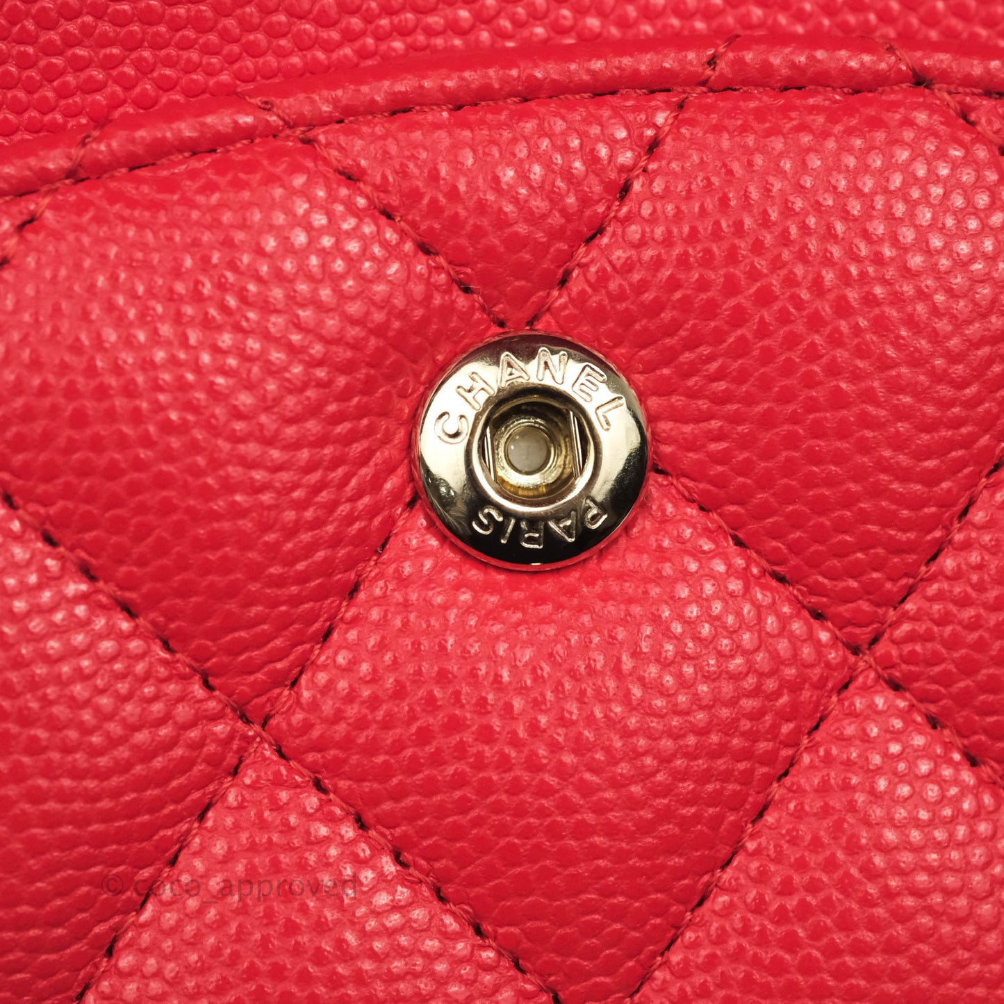 Chanel Classic M/L Medium Double Flap Chilli Red Caviar Gold Hardware 19C