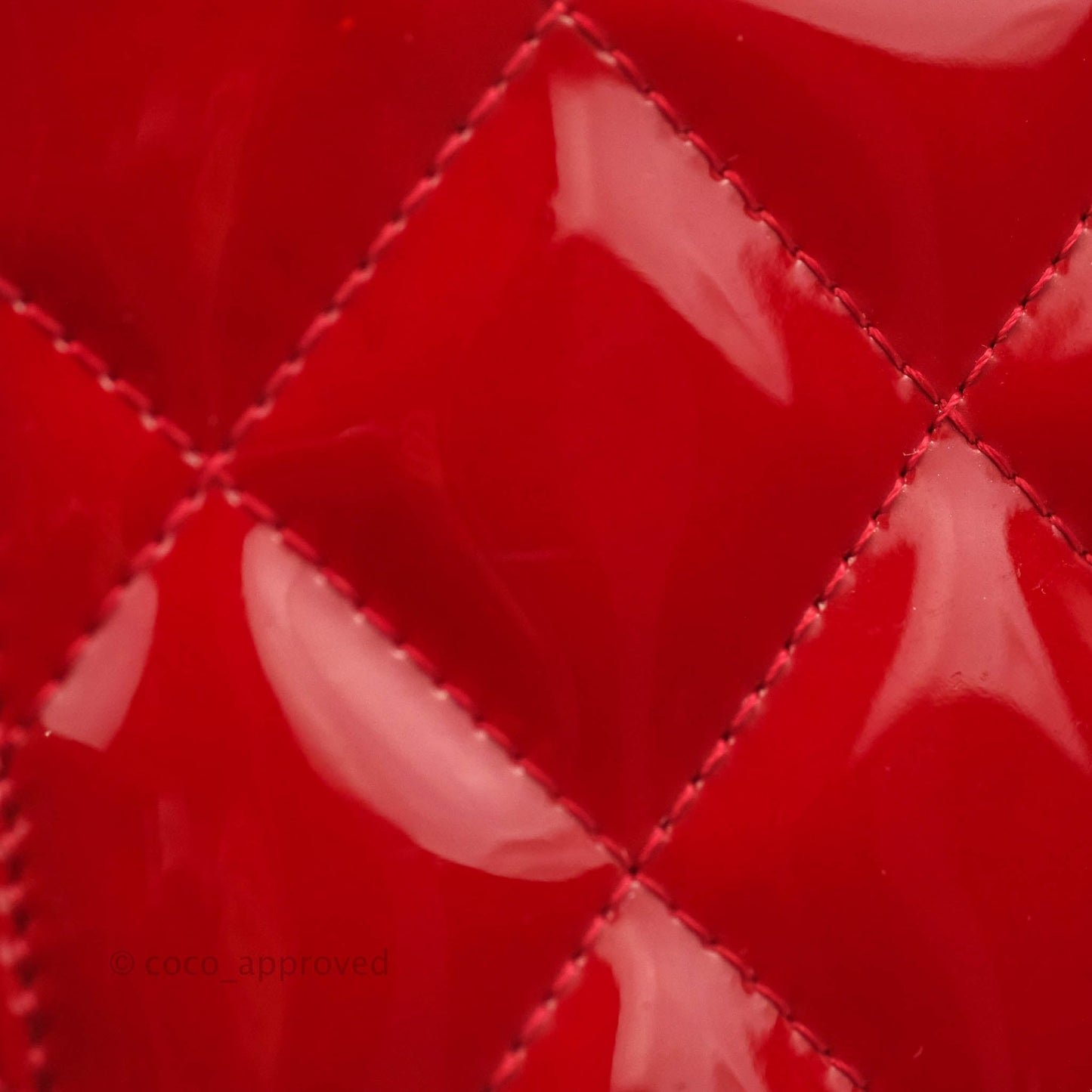 Chanel Quilted Jumbo Red Patent Silver Hardware 10C