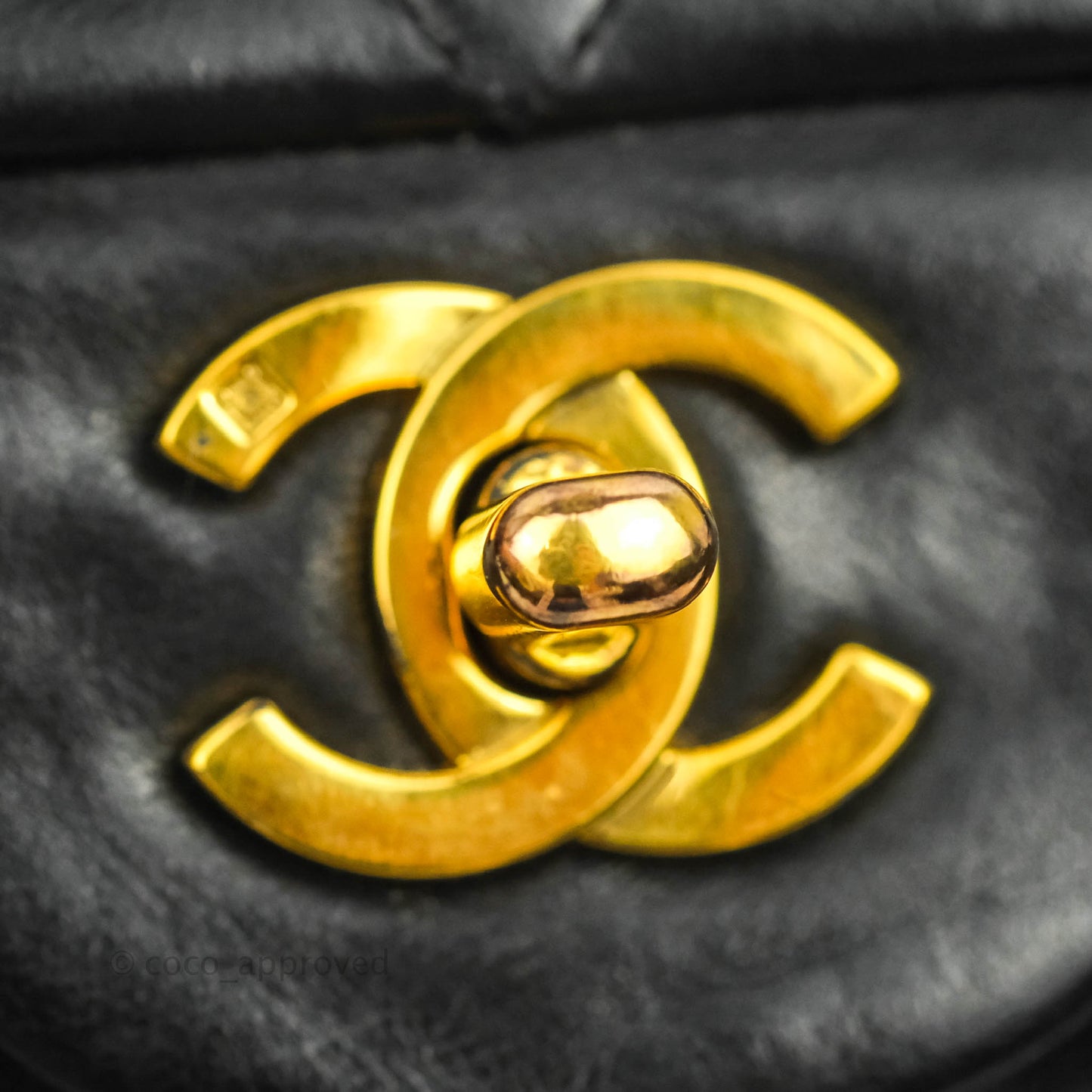 Chanel Vintage Classic M/L Medium Double Flap Bag Black Lambskin 24K Gold Hardware