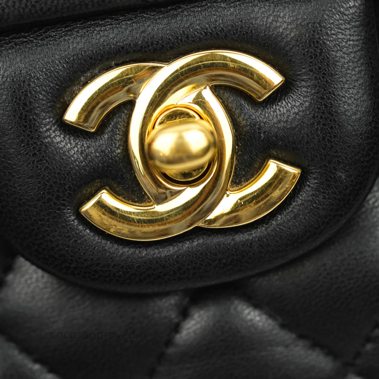 Chanel Classic M/L Medium Double Flap Black Lambskin Gold Hardware