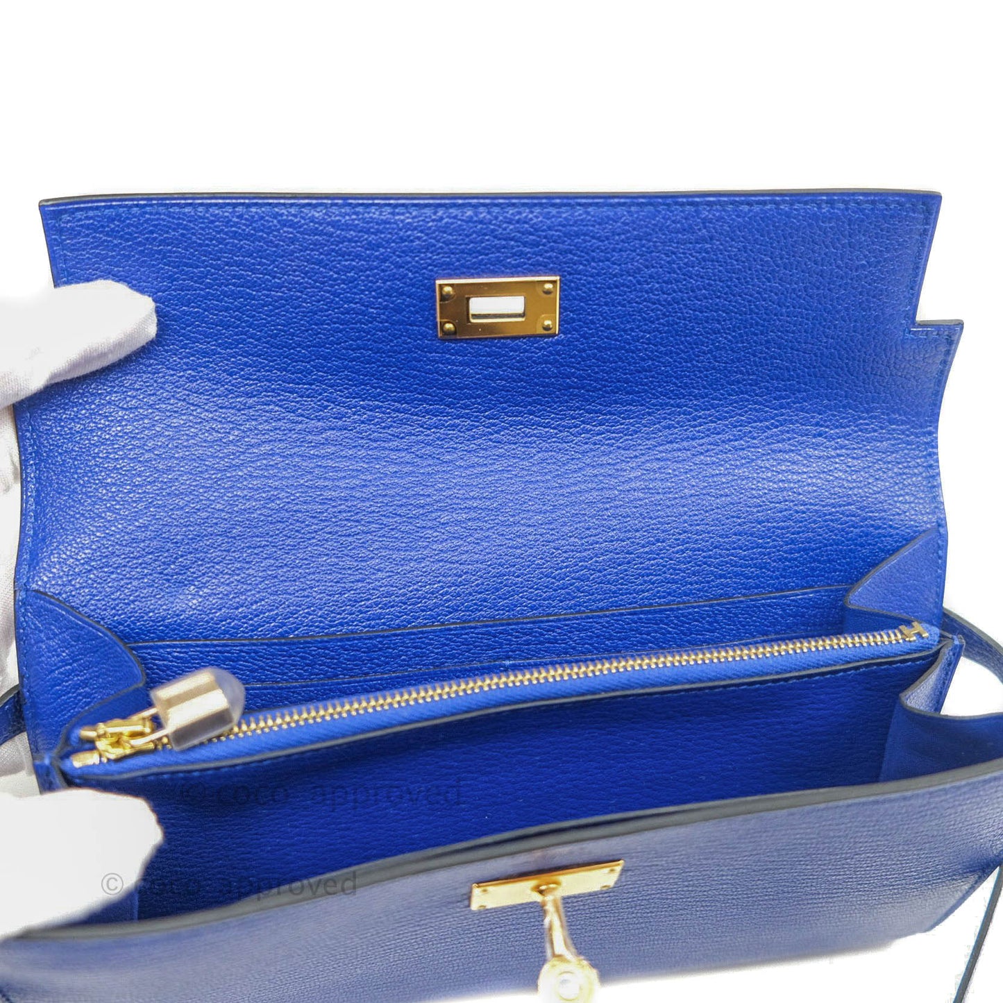 Hermès Kelly Wallet Chevre Mysore Bleu Electrique Gold Hardware